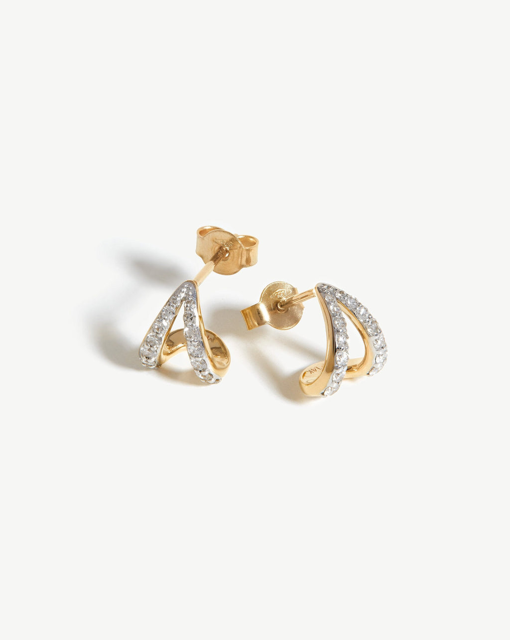 Solid Gold Diamond Wishbone Huggies | 14ct Solid Gold/Diamond