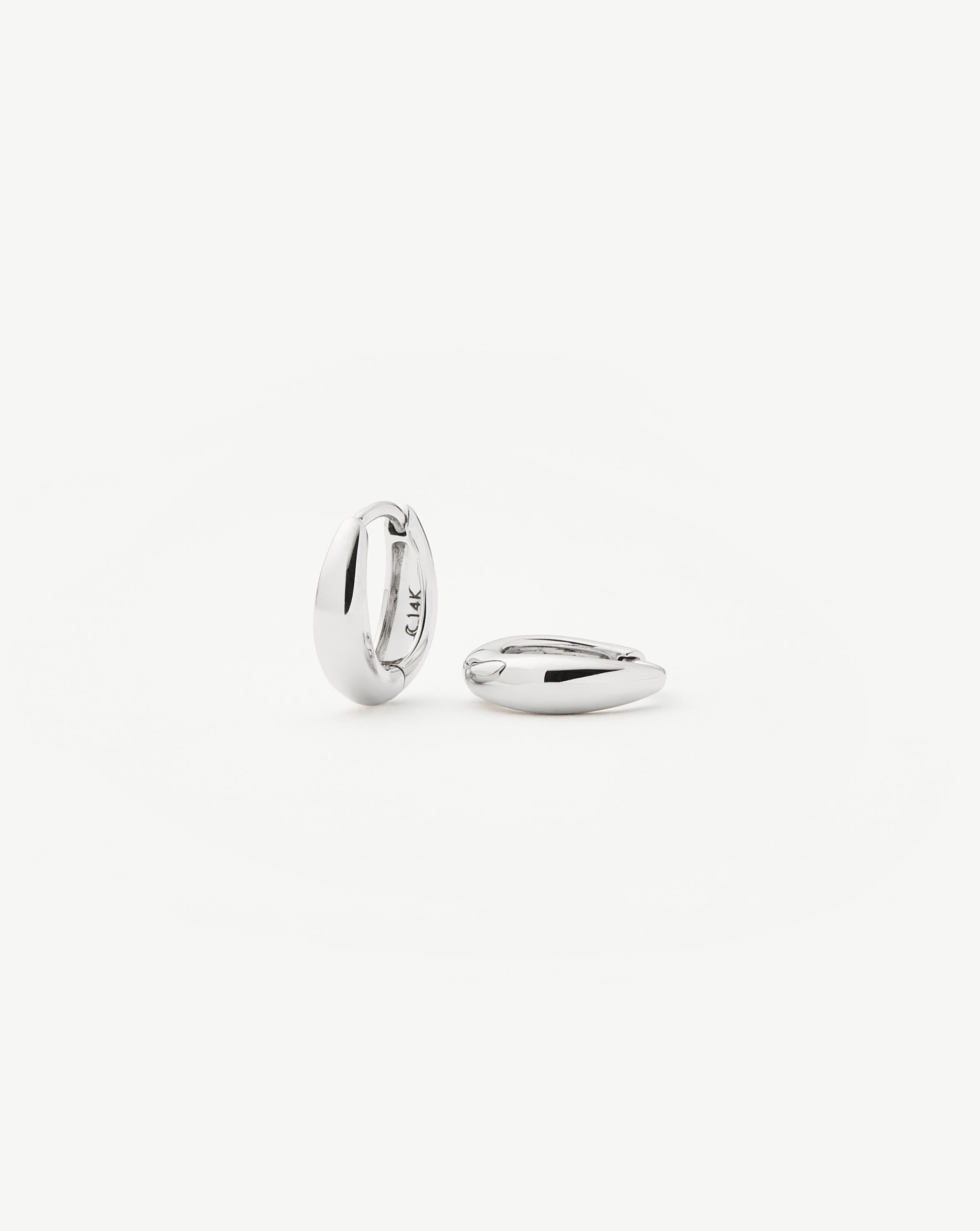 Solid Gold Dome Huggies | 14ct Solid White Gold
