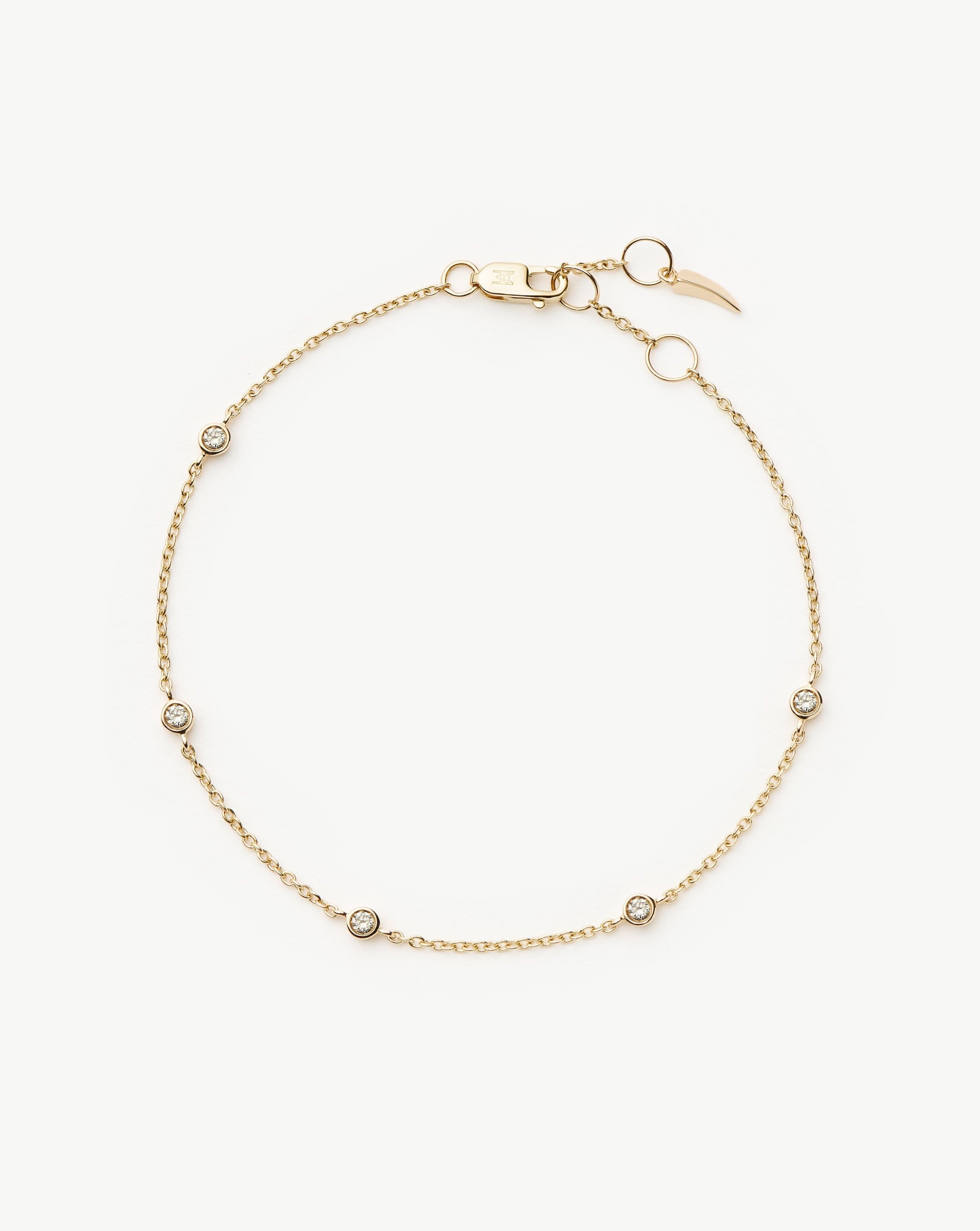 Solid Gold Floating Diamond Bracelet | 14ct Solid Gold