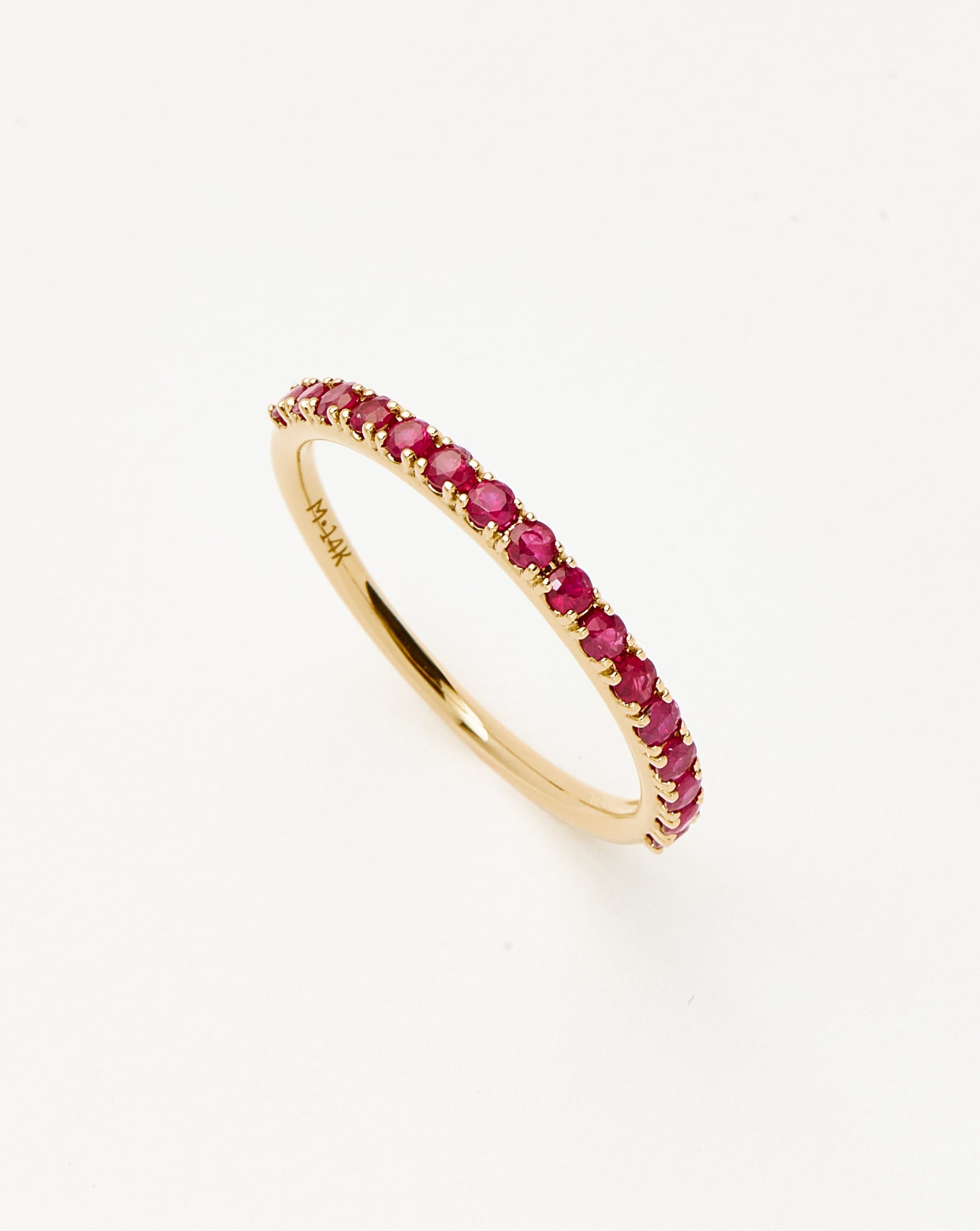 Solid Gold Half Eternity Ruby Ring | 14ct Solid Gold/Ruby