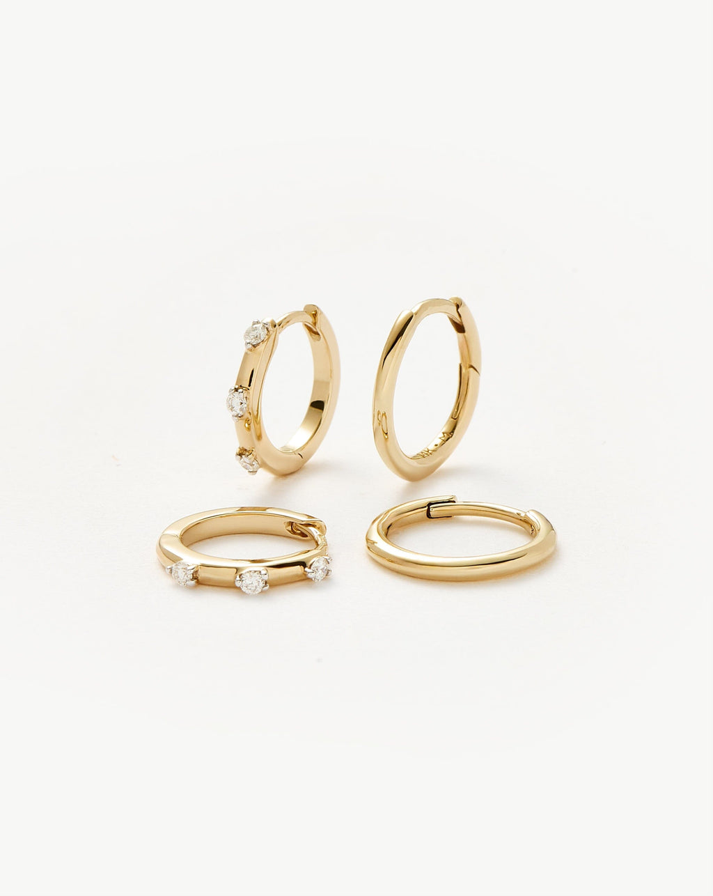 Solid Gold Hoop Earring Set