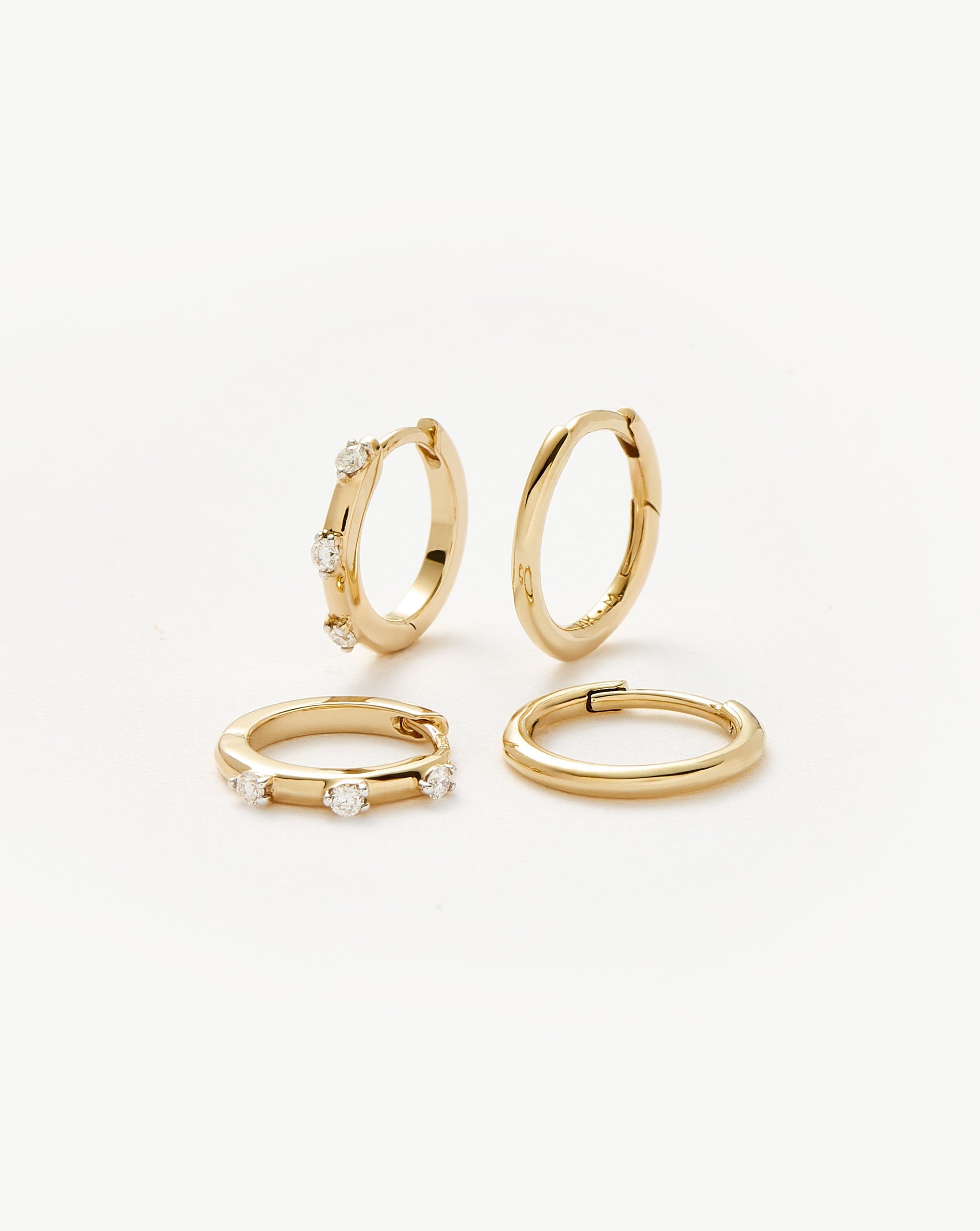 Solid Gold Hoop Earring Set