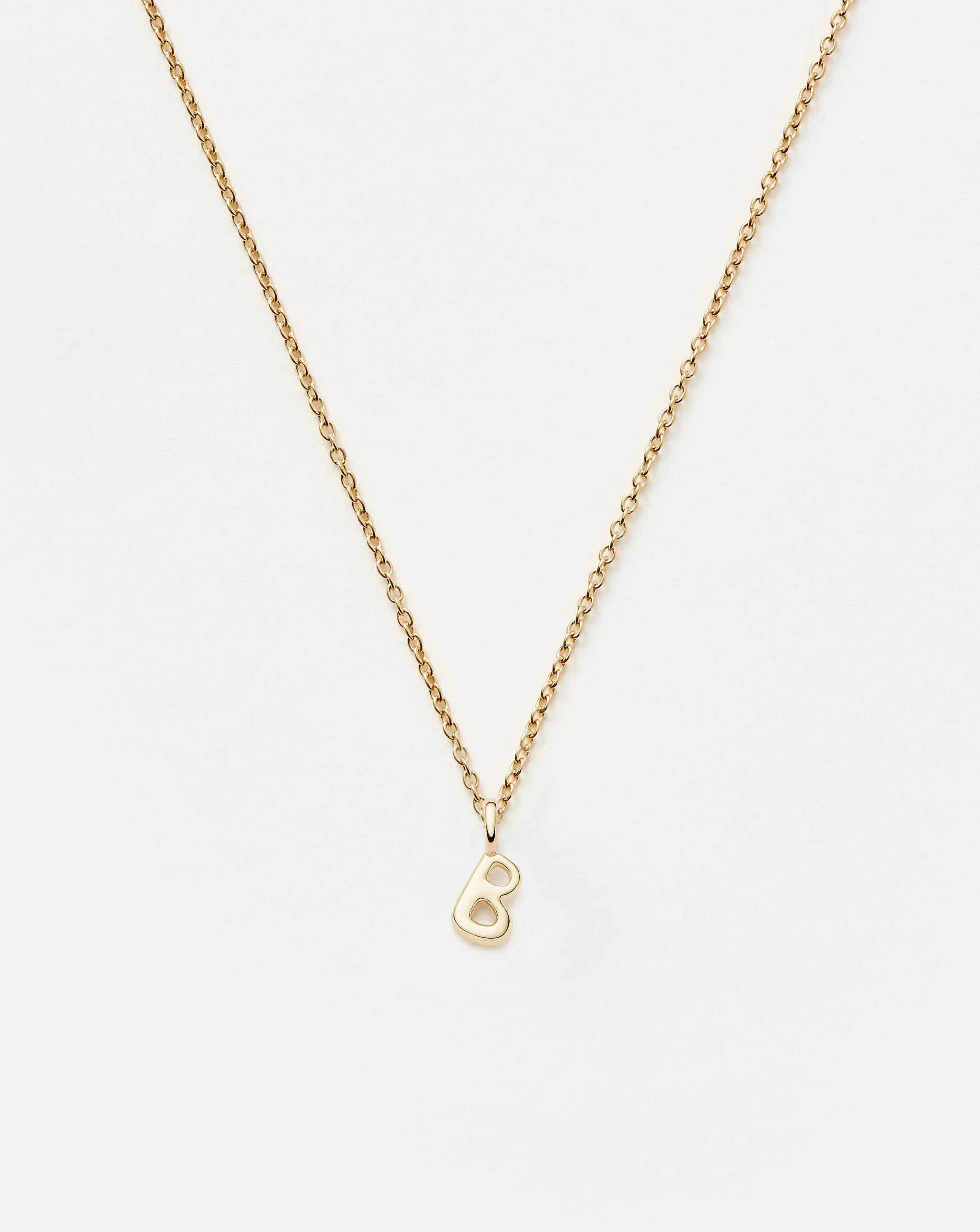 Solid Gold Initial Mini Pendant Necklace - B | 14ct Solid Gold