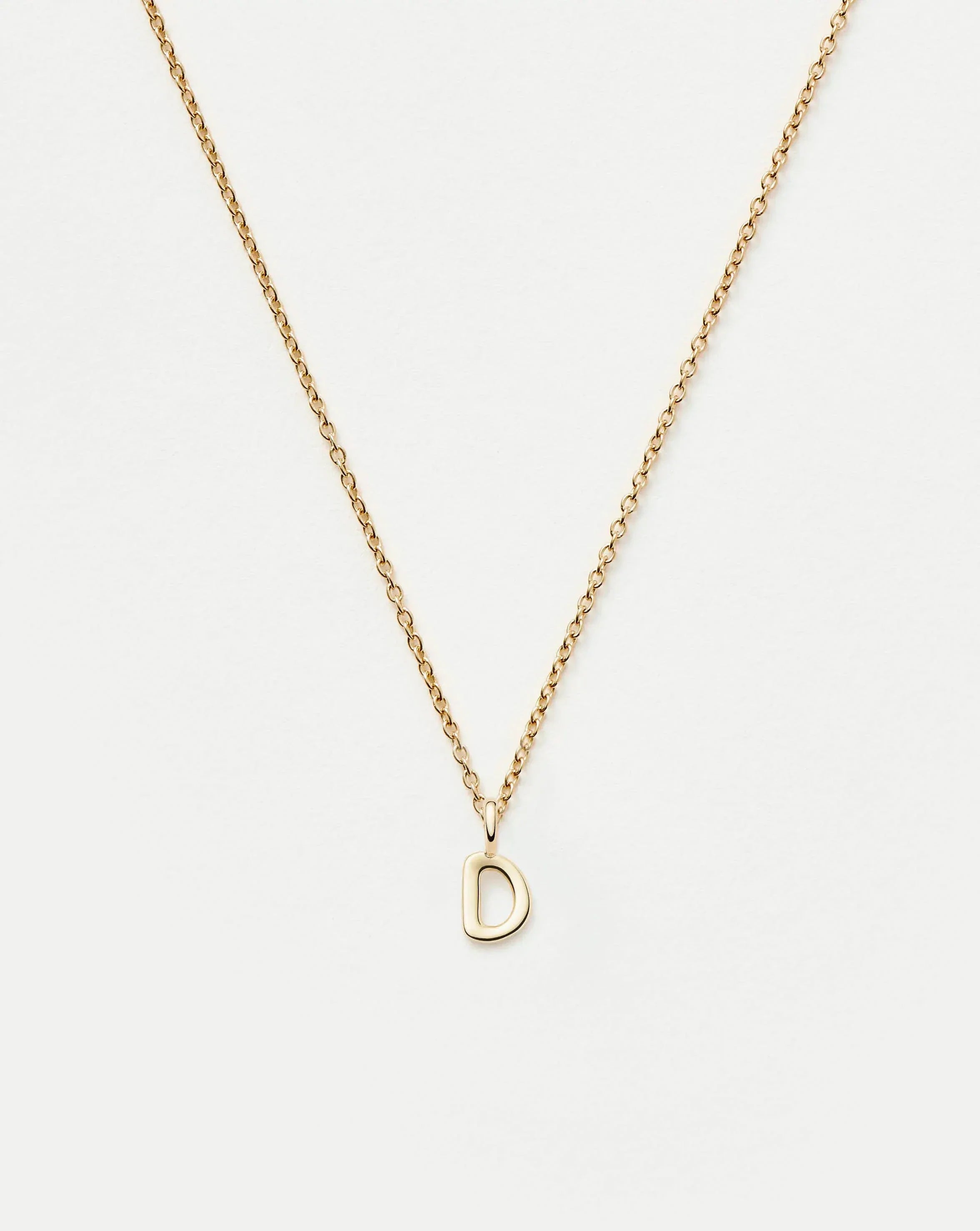 Solid Gold Initial Mini Pendant Necklace - D | 14ct Solid Gold