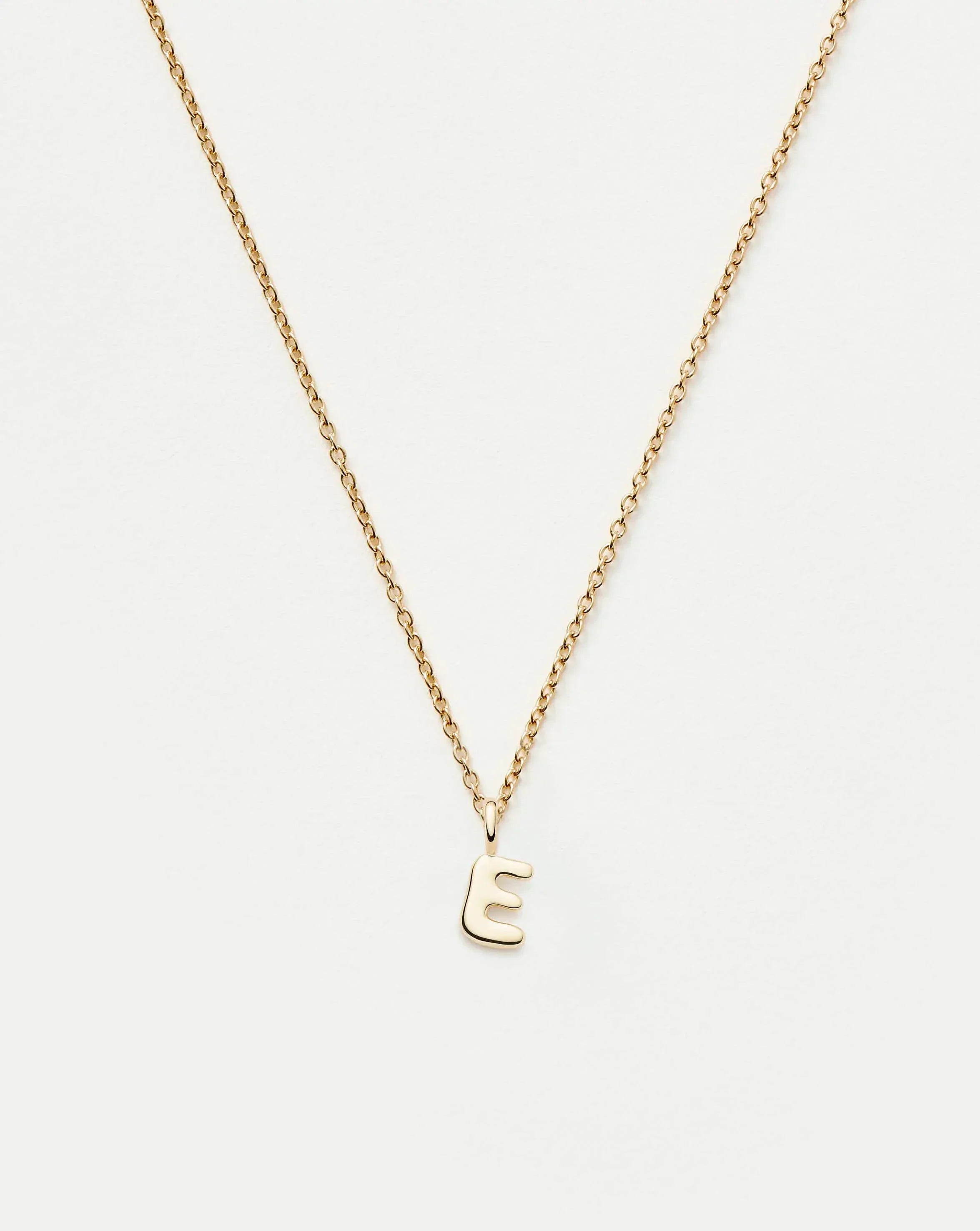Solid Gold Initial Mini Pendant Necklace - E | 14ct Solid Gold