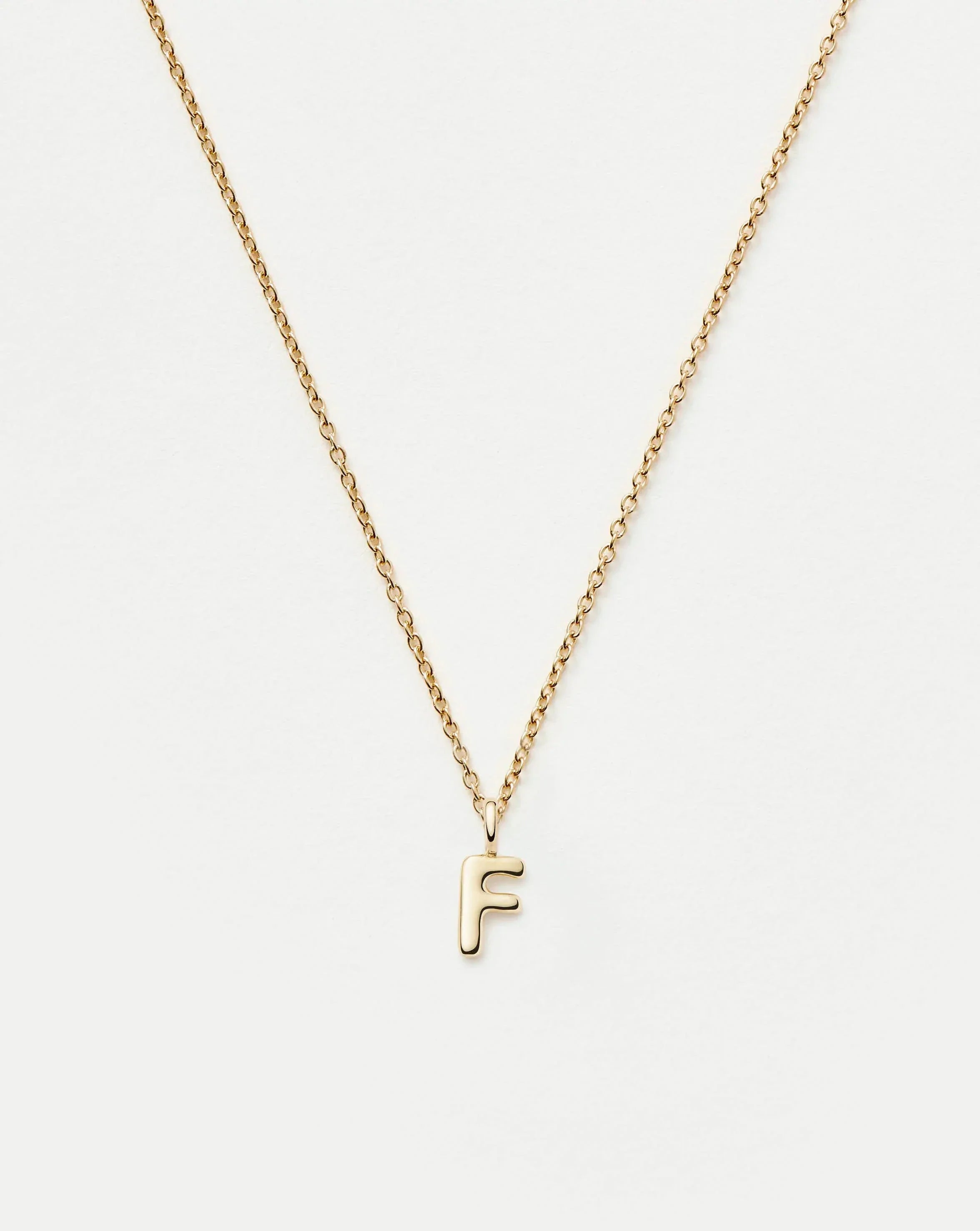 Solid Gold Initial Mini Pendant Necklace - F | 14ct Solid Gold