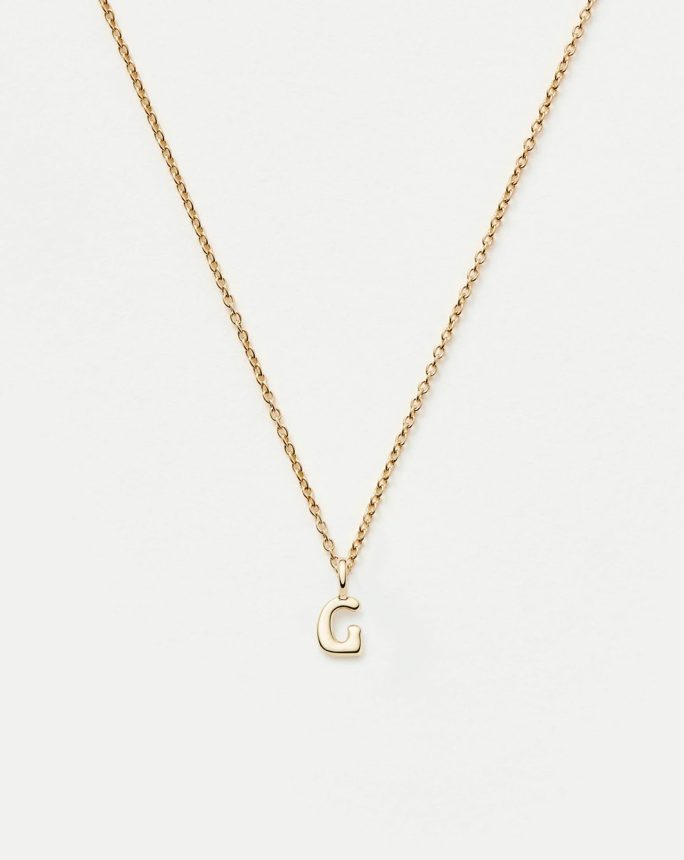 Solid Gold Initial Mini Pendant Necklace - G | 14ct Solid Gold
