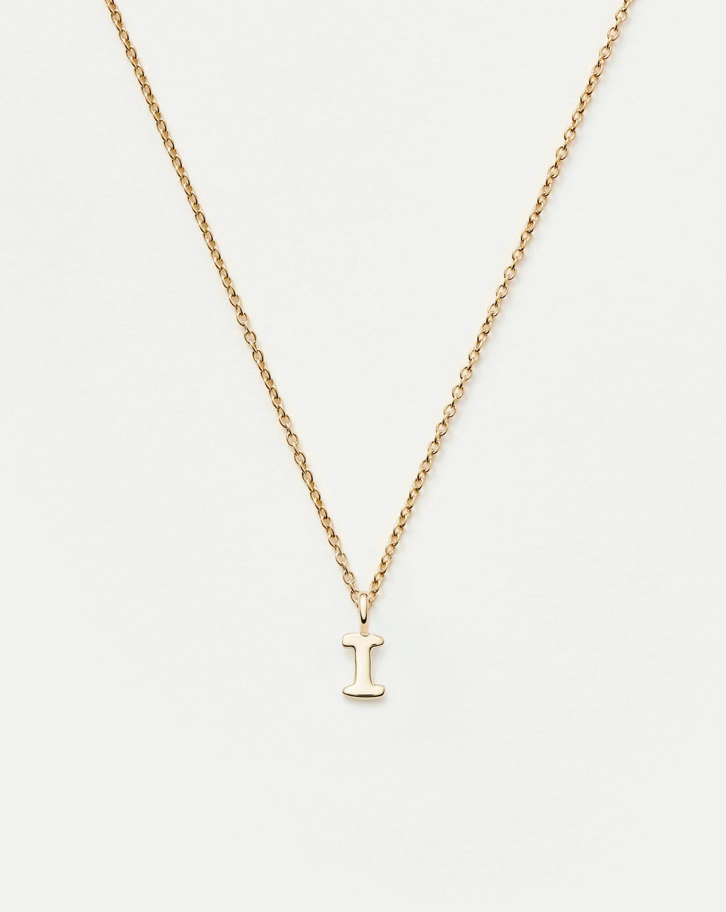 Solid Gold Initial Mini Pendant Necklace - I | 14ct Solid Gold