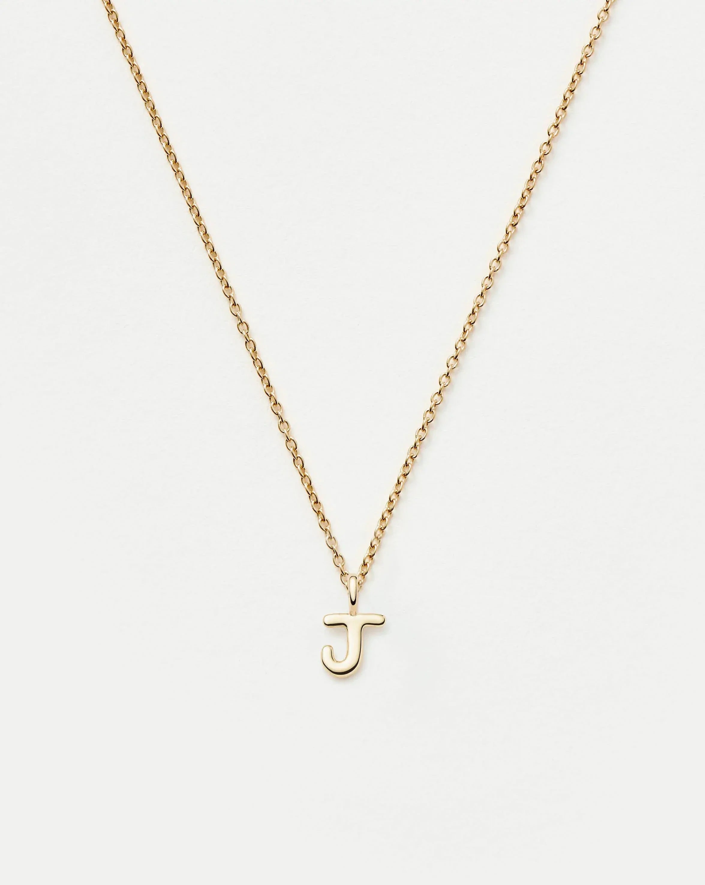 Solid Gold Initial Mini Pendant Necklace - J | 14ct Solid Gold