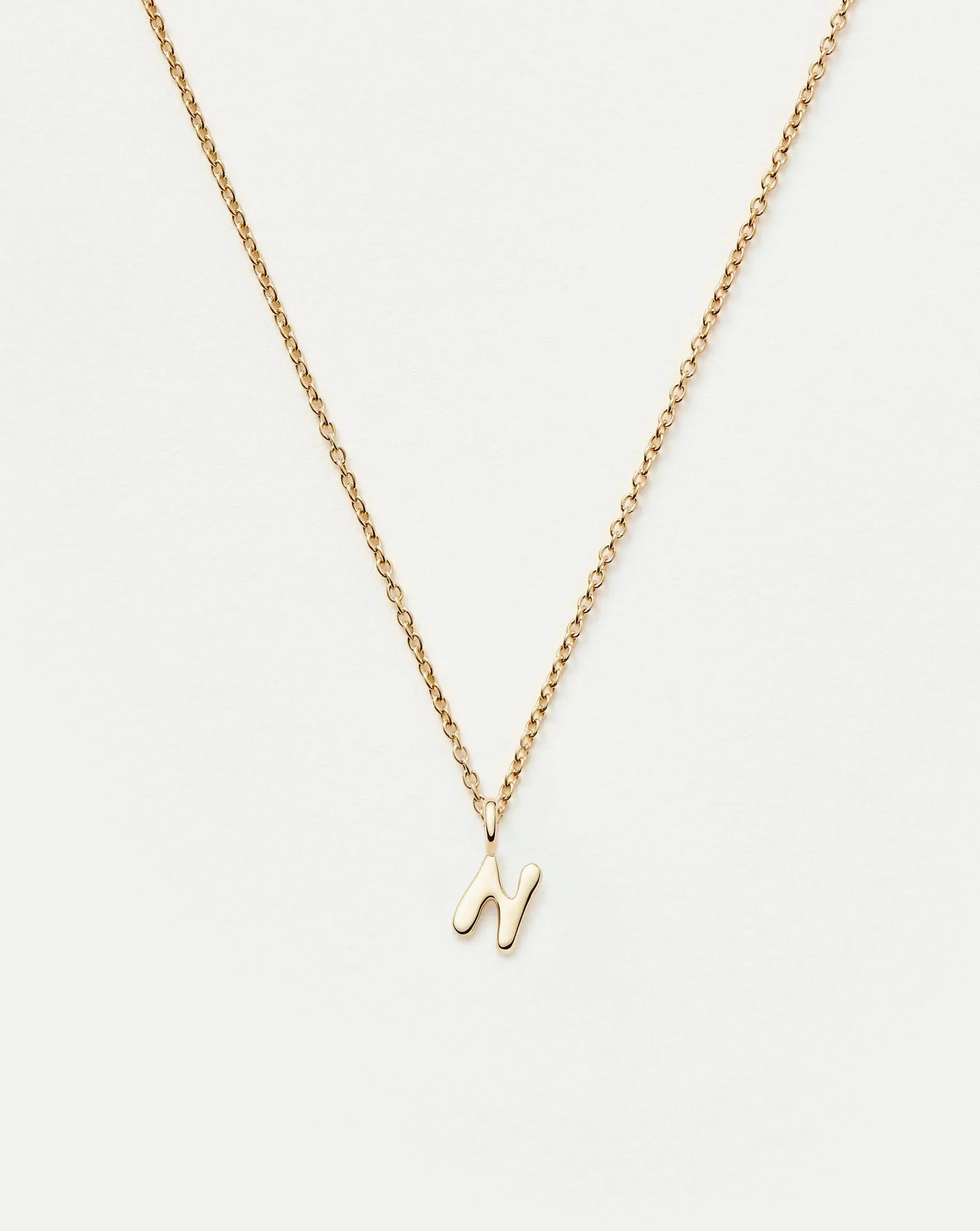 Solid Gold Initial Mini Pendant Necklace - N | 14ct Solid Gold