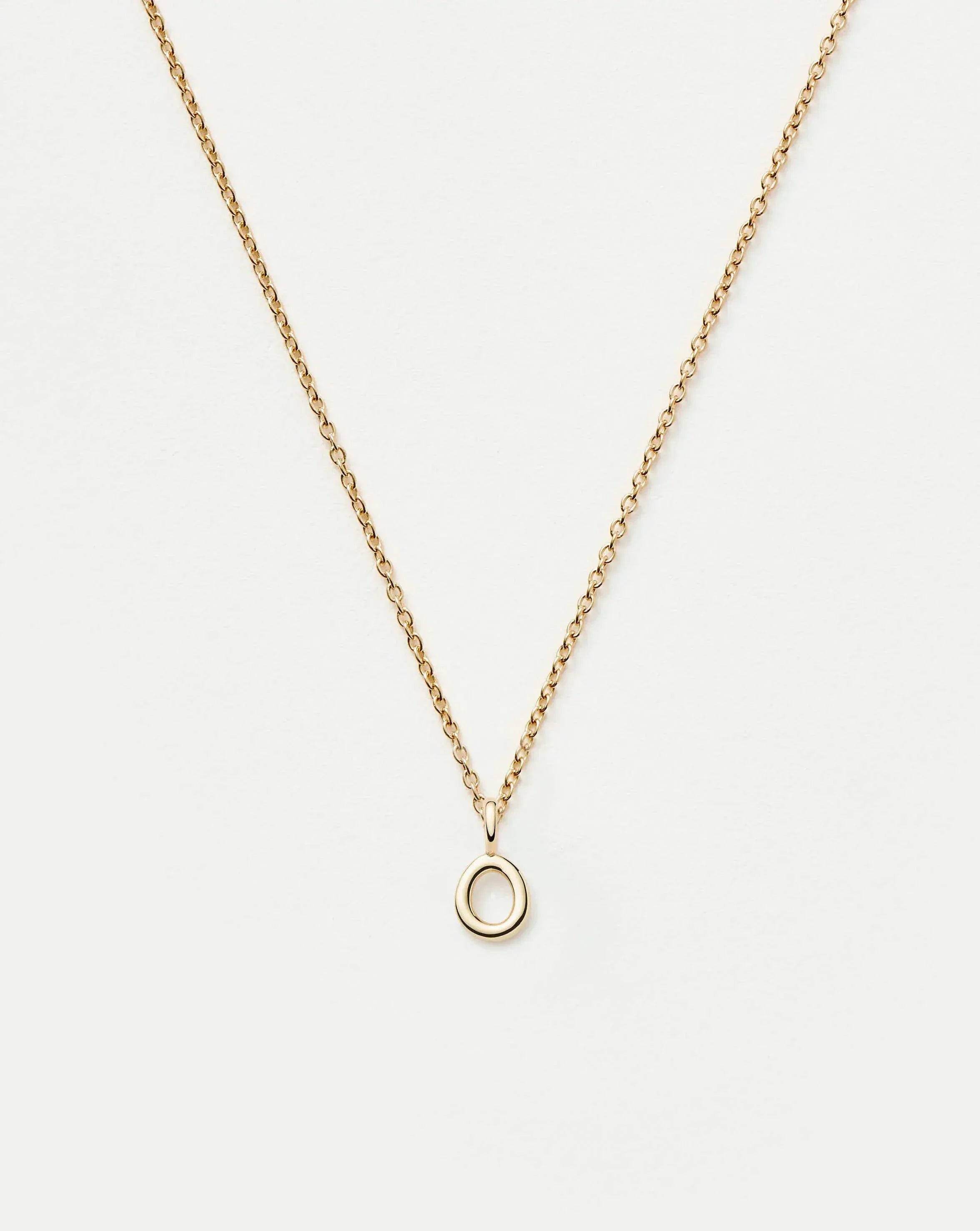 Solid Gold Initial Mini Pendant Necklace - O | 14ct Solid Gold