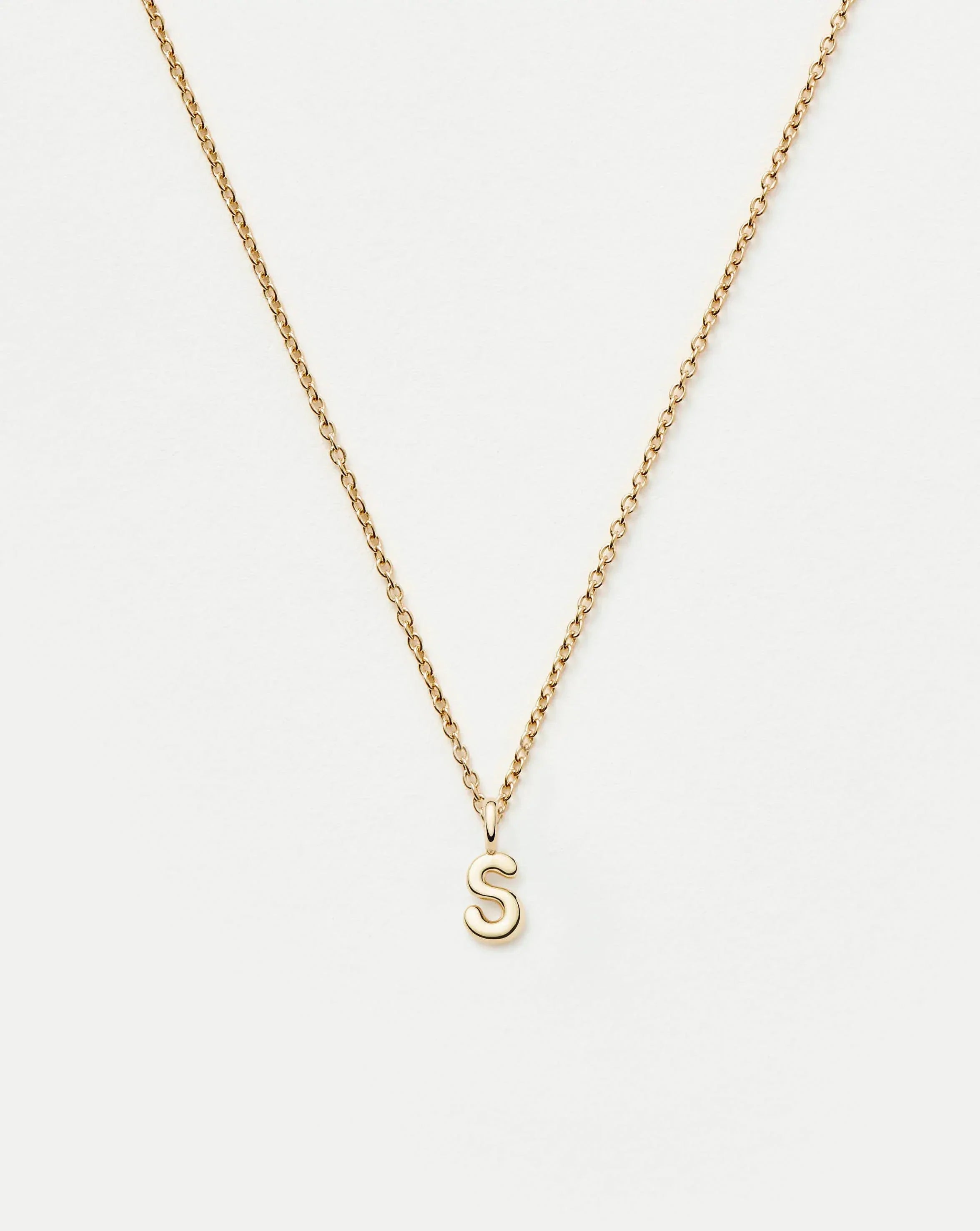 Solid Gold Initial Mini Pendant Necklace - S | 14ct Solid Gold