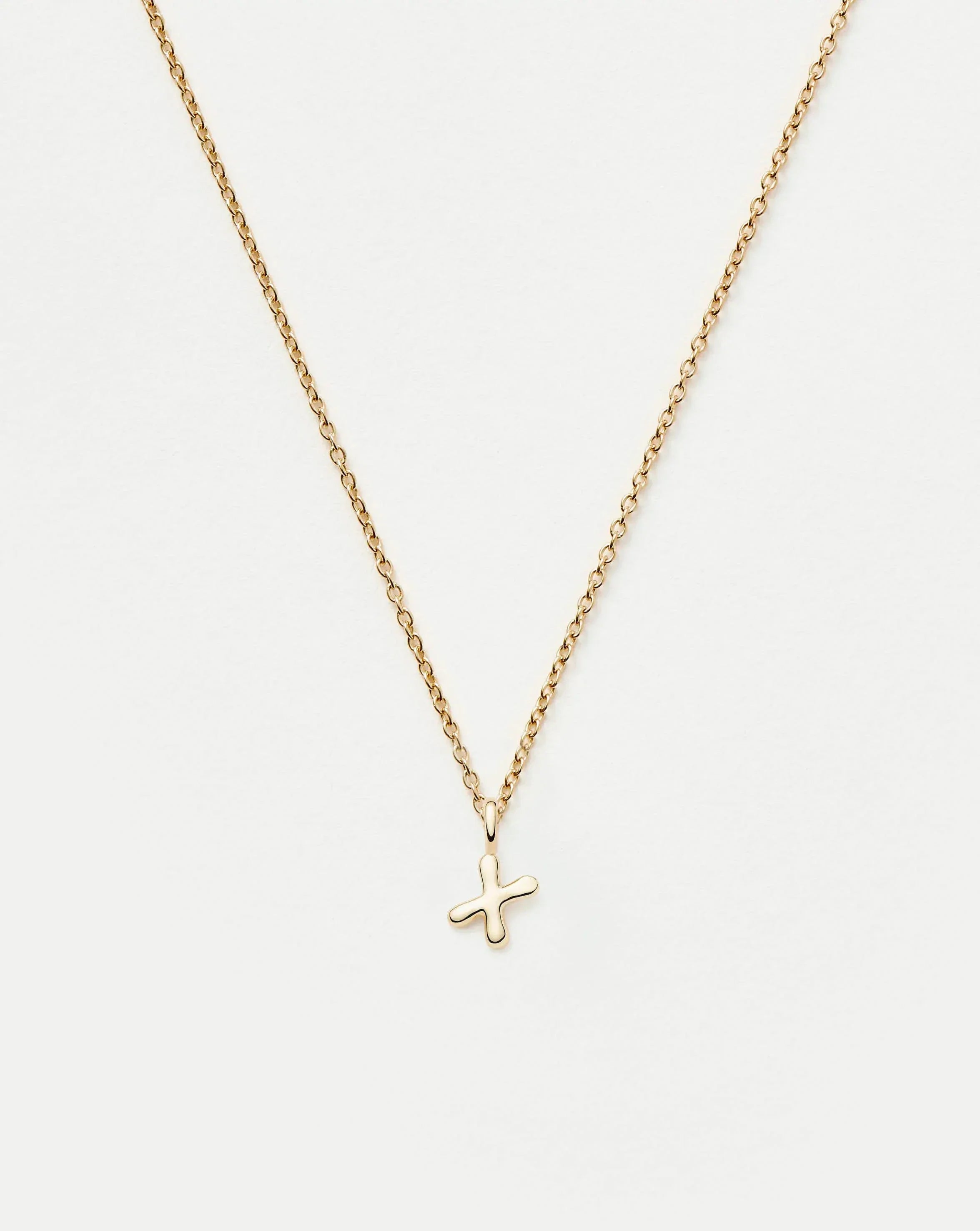 Solid Gold Initial Mini Pendant Necklace - X | 14ct Solid Gold