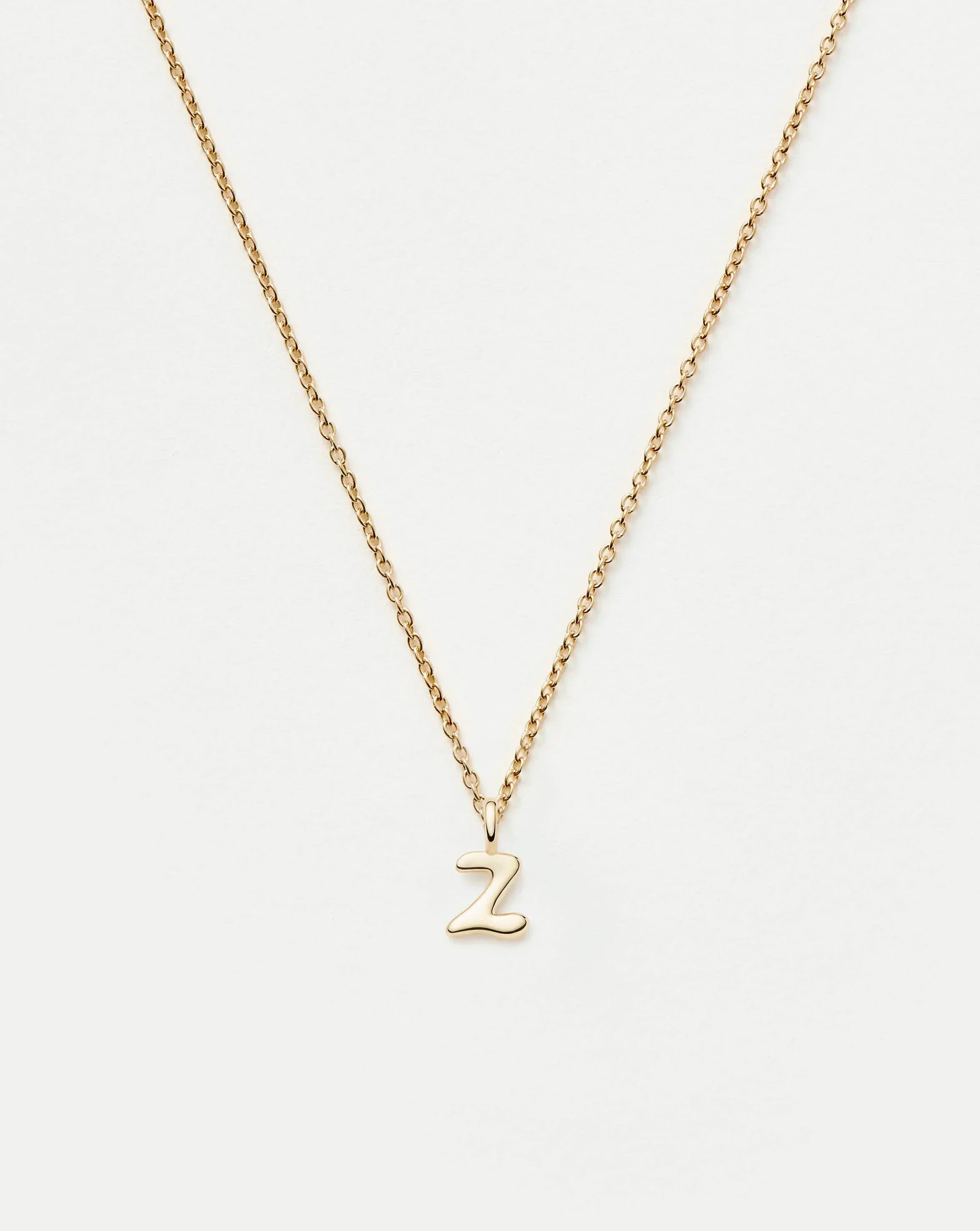 Solid Gold Initial Mini Pendant Necklace - Z | 14ct Solid Gold