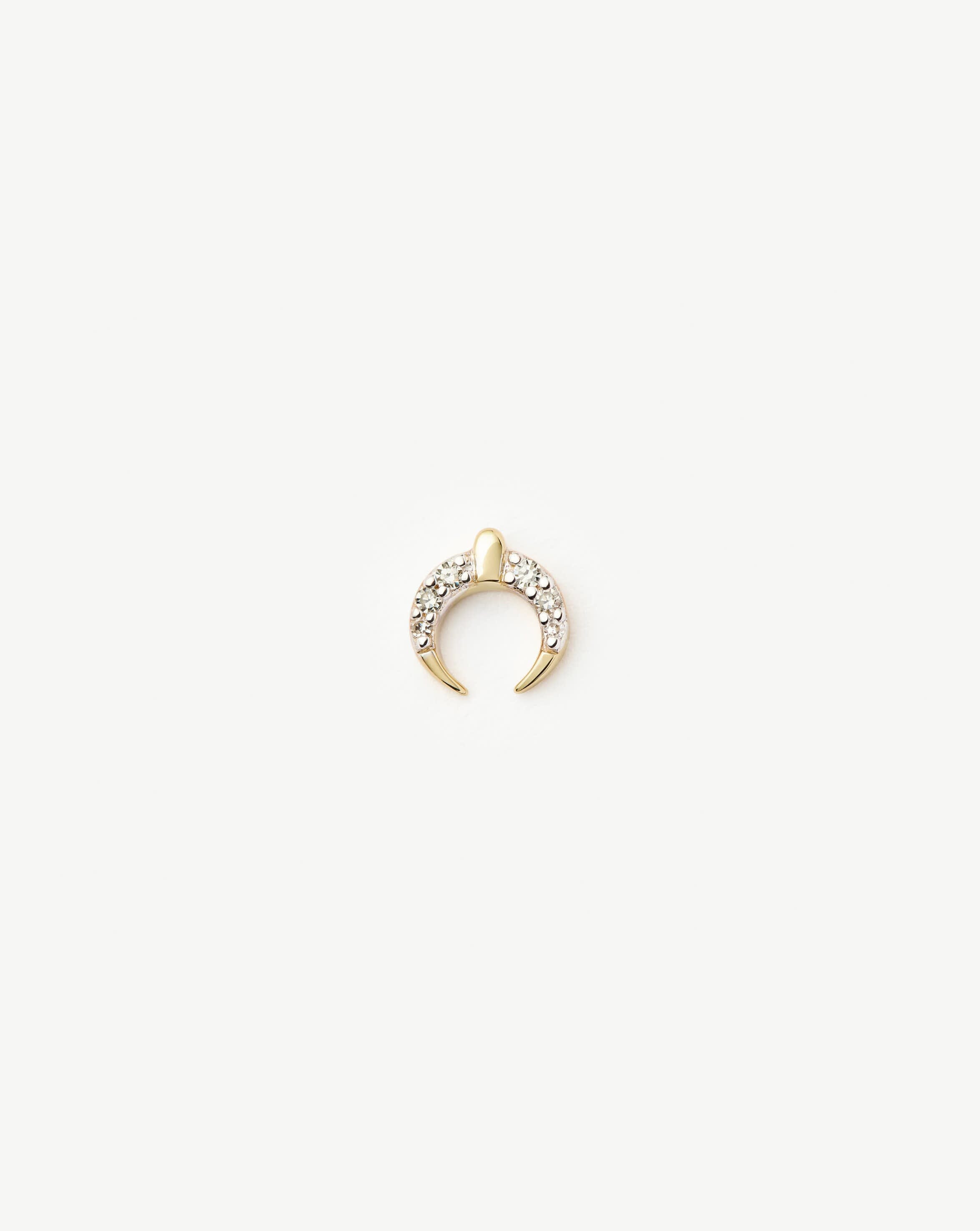 Solid Gold Lucy Williams Horn Single Stud Earring | 14ct Solid Gold/Diamond