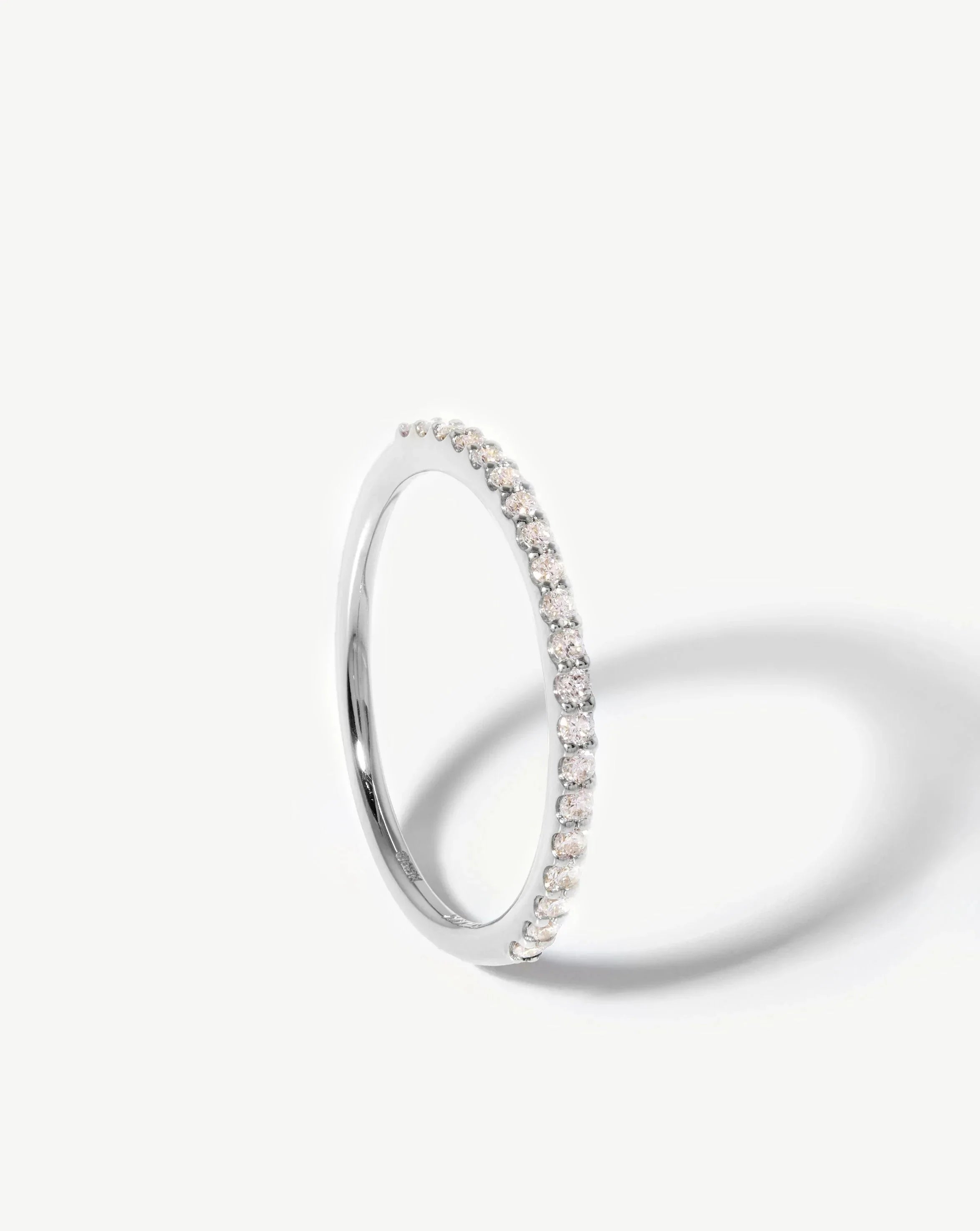 Solid Gold Slim Eternity Ring | 14ct White Gold/Diamond