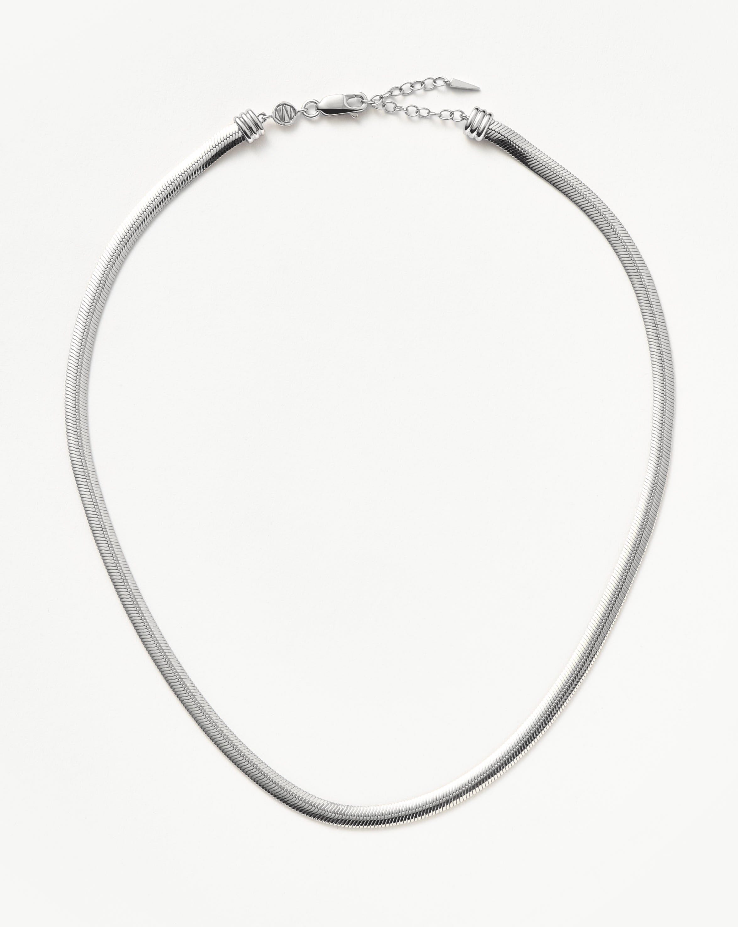 Flat Snake Chain Necklace | Silver Plated on Recycled Sterling Silver