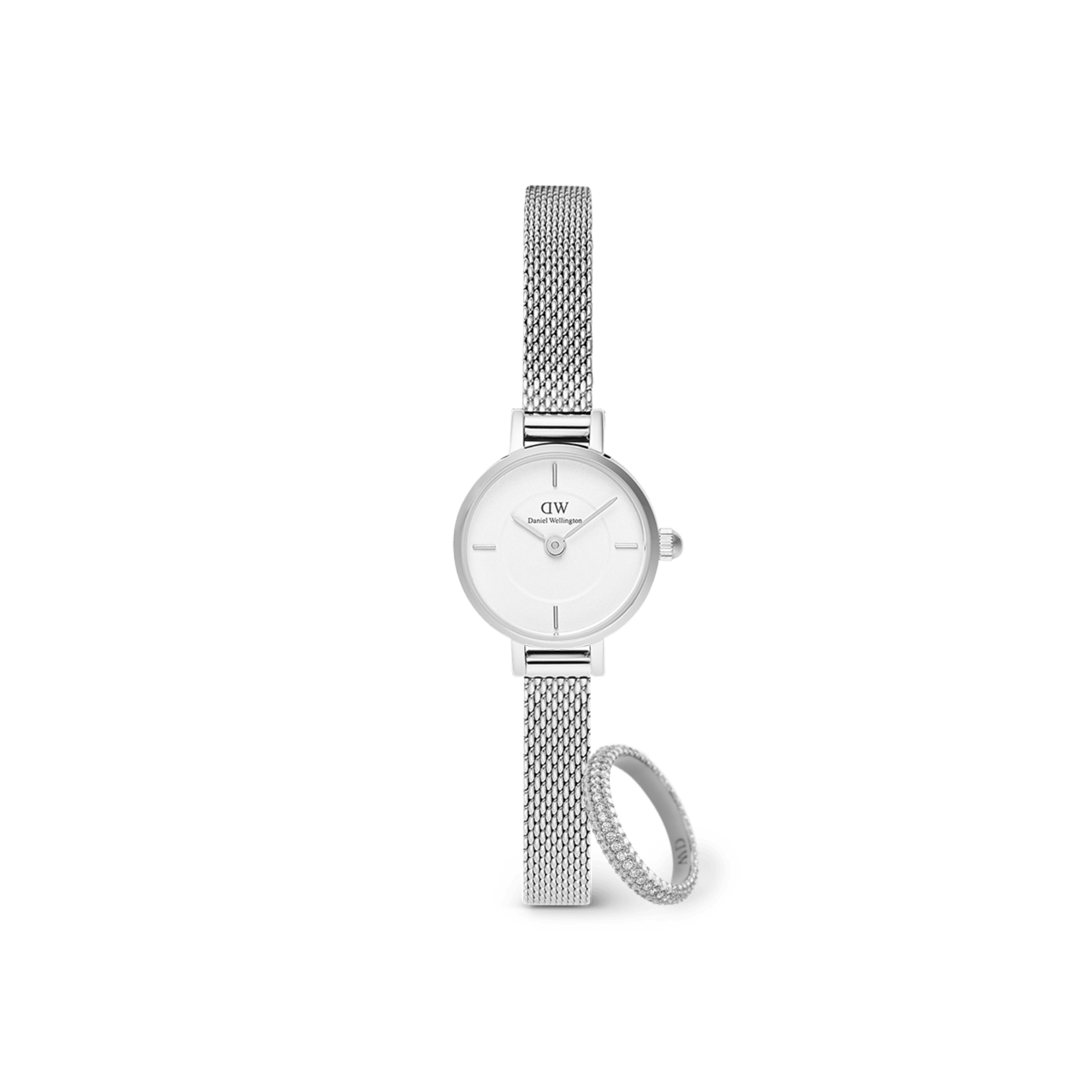Petite Mini & Pave Crystal Ring Silver Set