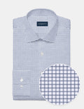 Wrinkle-Resistant Stretch Twill - Navy Grid Check