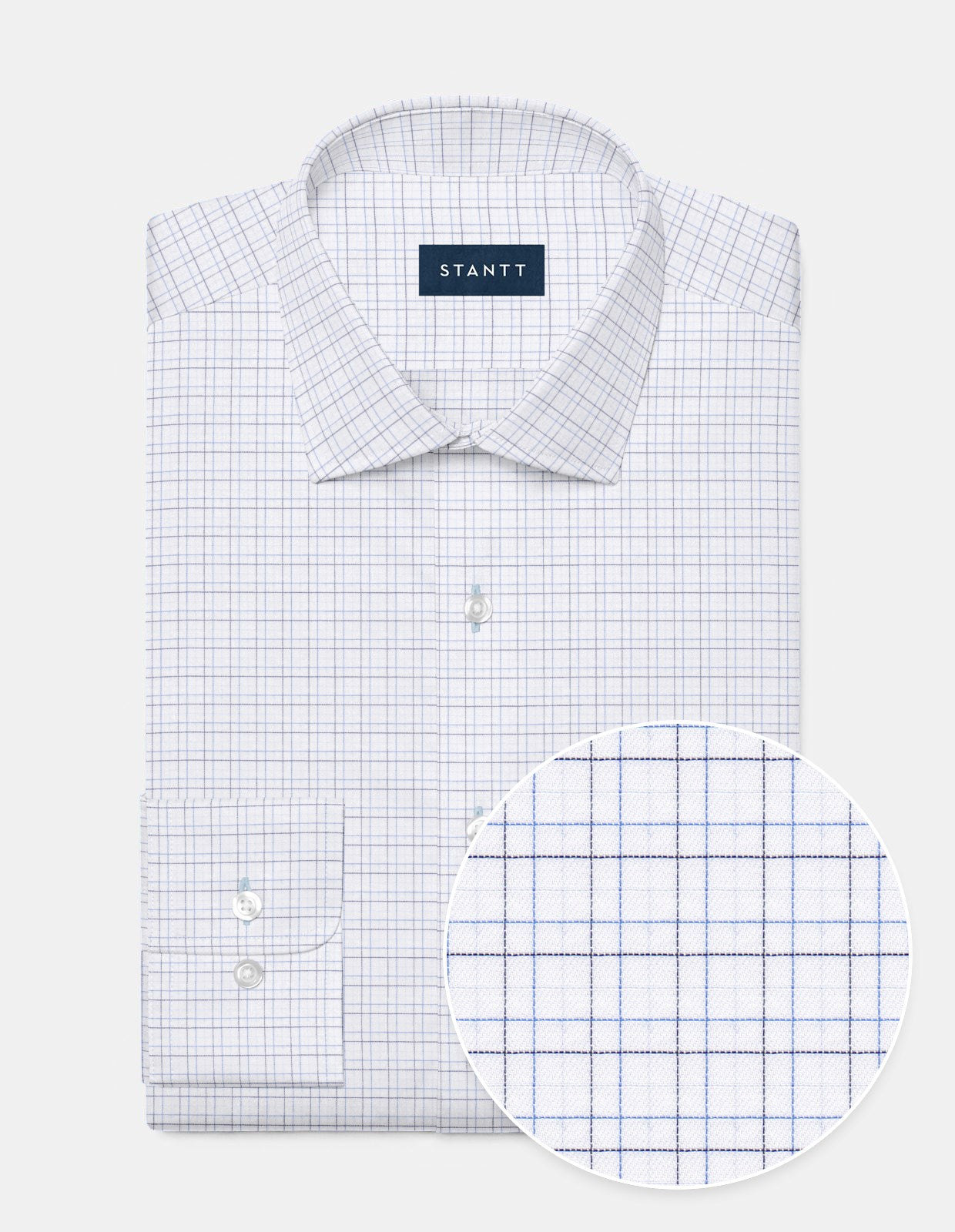 Wrinkle-Resistant Poplin - Tonal Blue Classic Tattersall