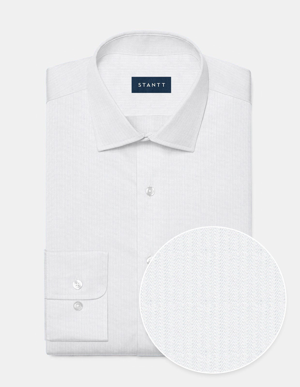 White Herringbone Dress Stripe