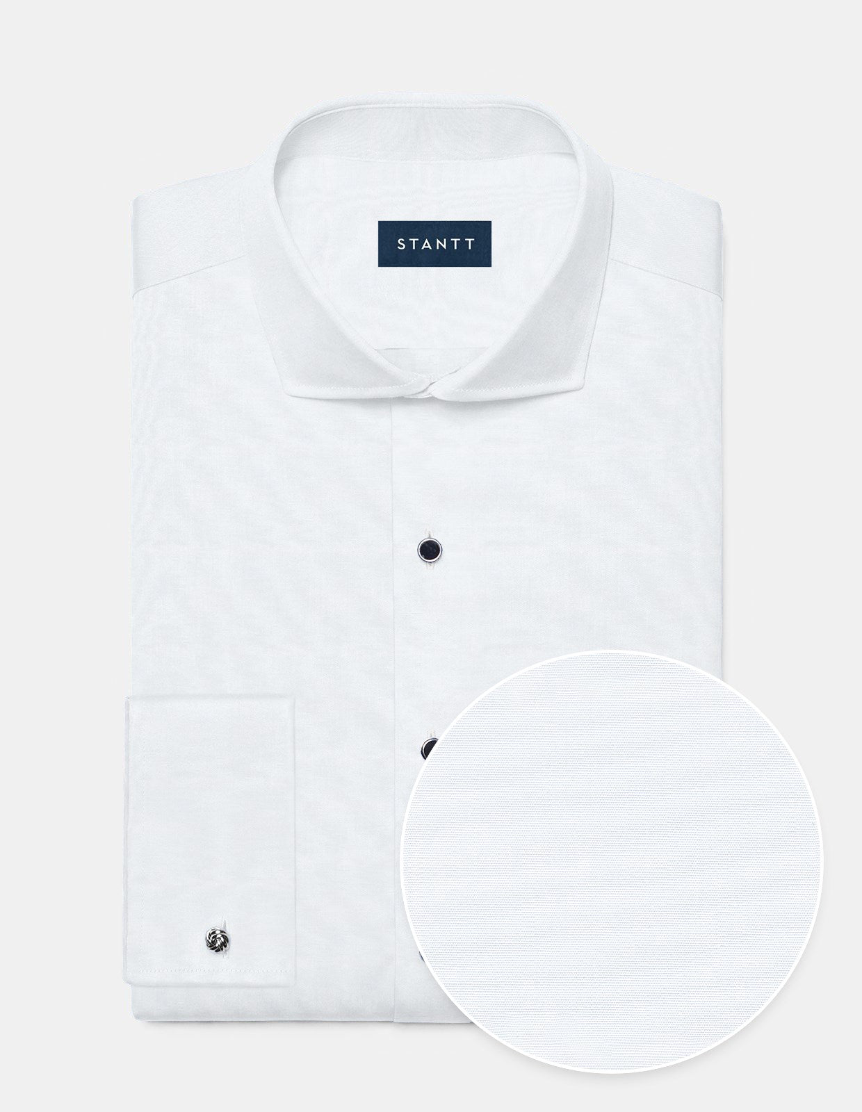 Fine Poplin Tuxedo Shirt - White