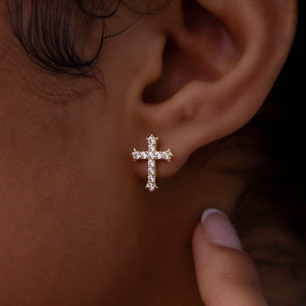 Micro Cross Stud Earrings