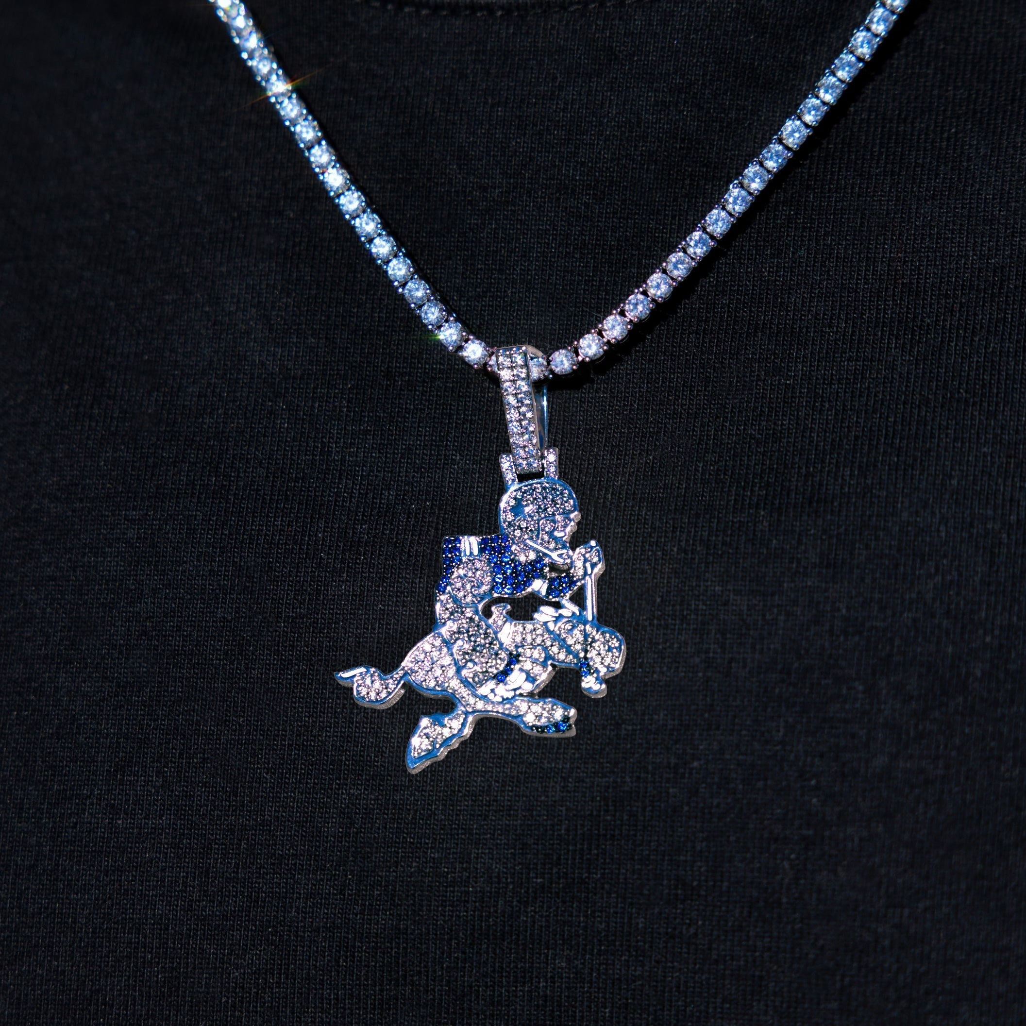 Dallas Cowboys Official NFL Vintage Logo Pendant in White Gold