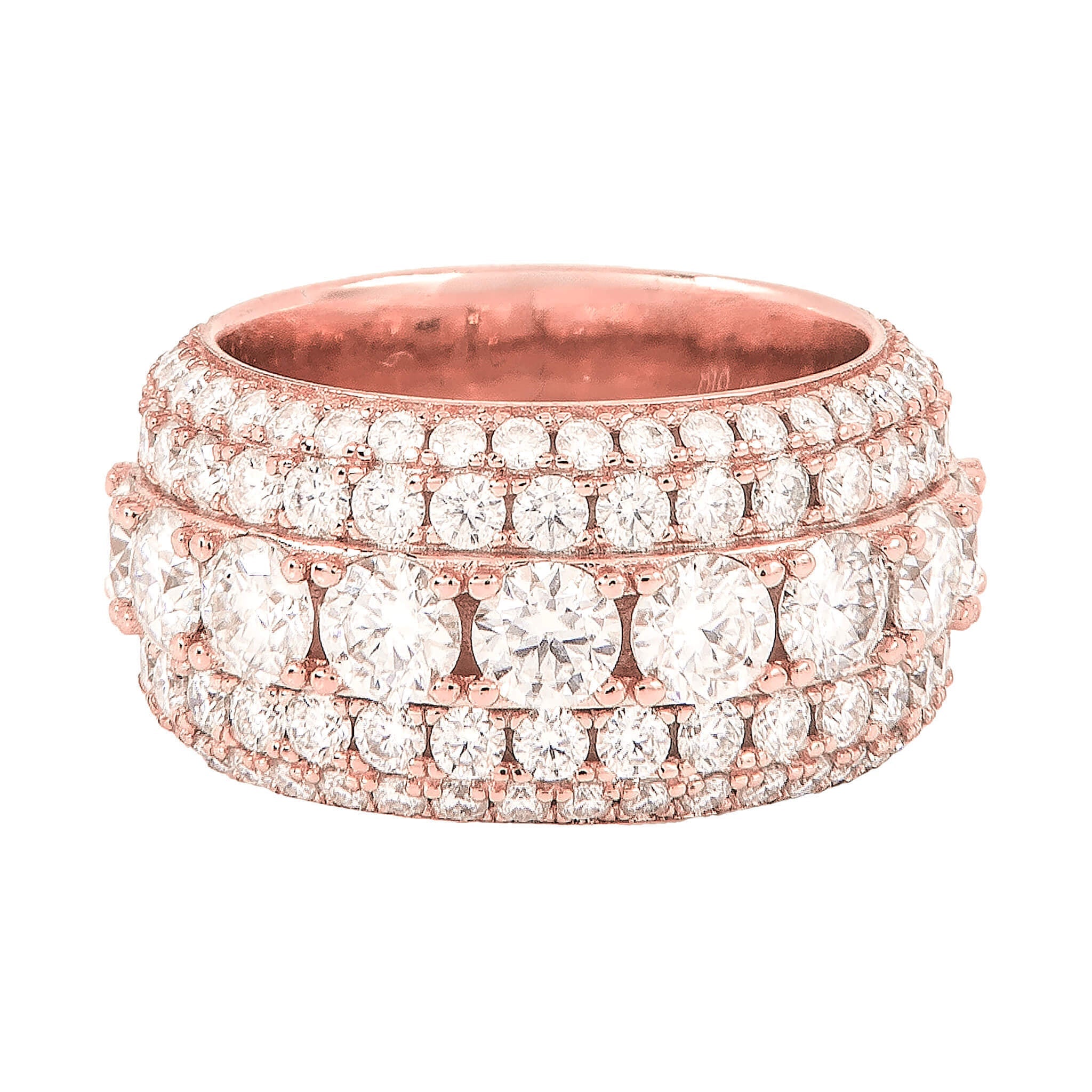Women's Moissanite 5 Layer Diamond Band Ring in Rose Gold Vermeil