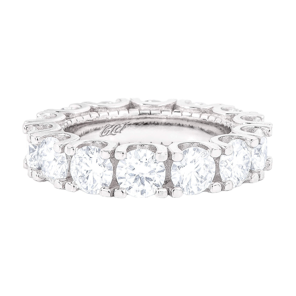 Women's Moissanite Diamond Band Ring in White Gold Vermeil - 5mm