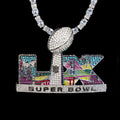Iced 2026 Superbowl LX Official Large NFL Logo Pendant in White Gold