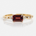 Solid Gold Glimmering Birthstone Baguette Ring