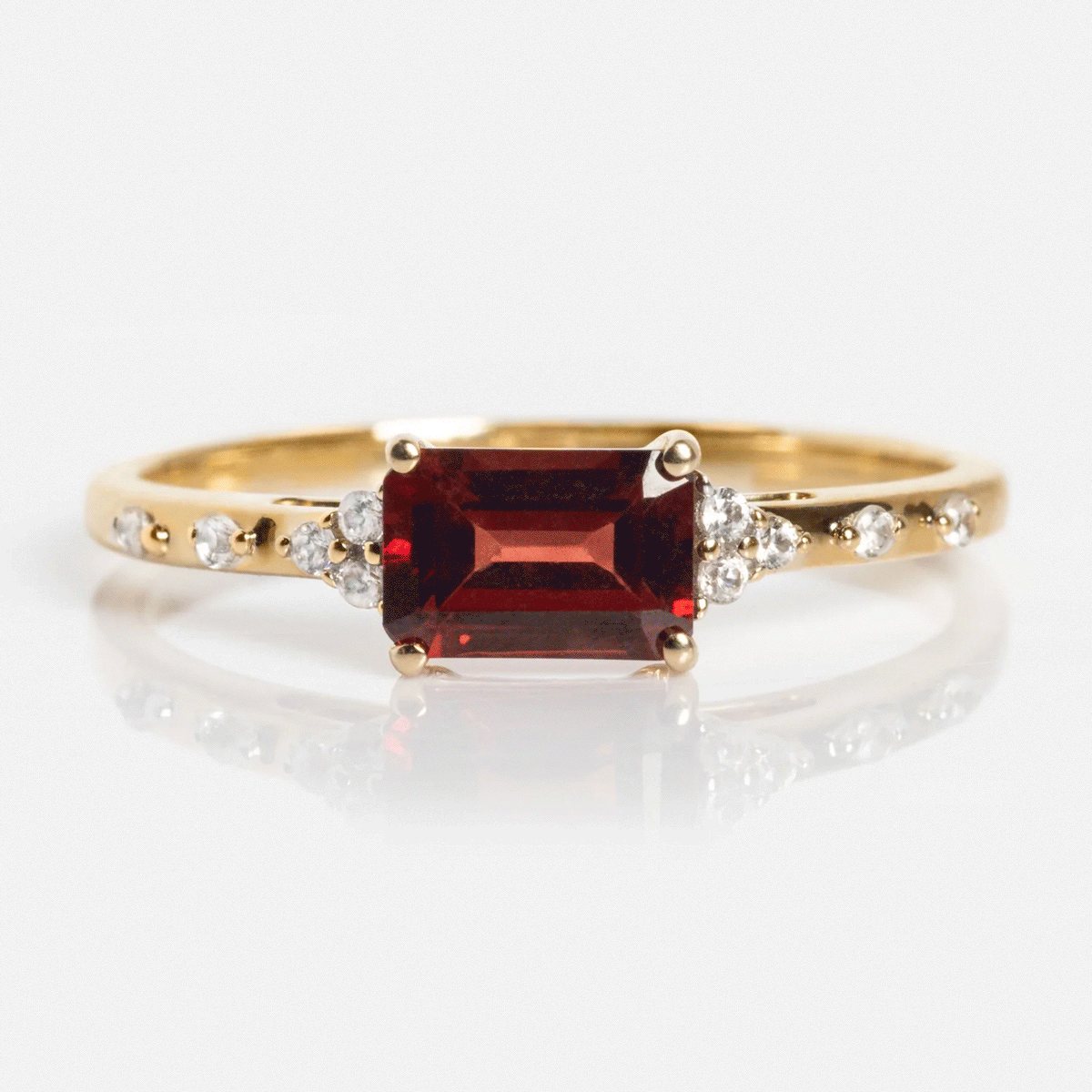 Solid Gold Glimmering Birthstone Baguette Ring