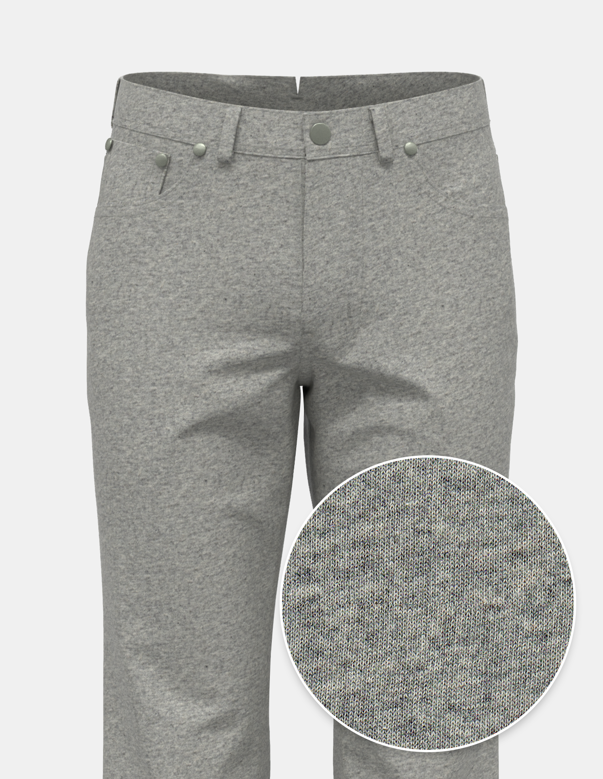Grey Double Faced Knit Five Pocket