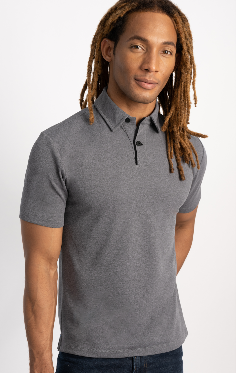 Short Sleeve Polo Contrast // Grey Black