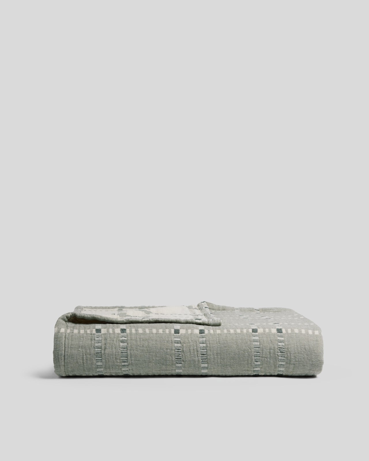 Grid Cotton Wool Coverlet (Moss)