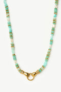 Harris Reed In Good Hands Chunky Beaded Gemstone Necklace | 18ct Gold Plated/Multi Amazonite & Pearl