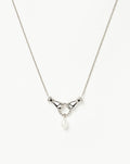 Harris Reed In Good Hands Drop Pendant Necklace | Silver Plated/Pearl & Black Onyx