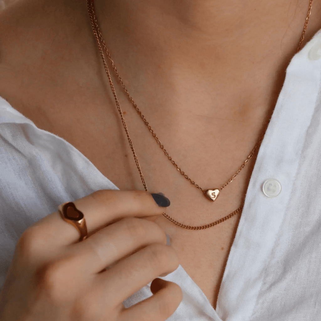 Heart Shaped Initial Necklace