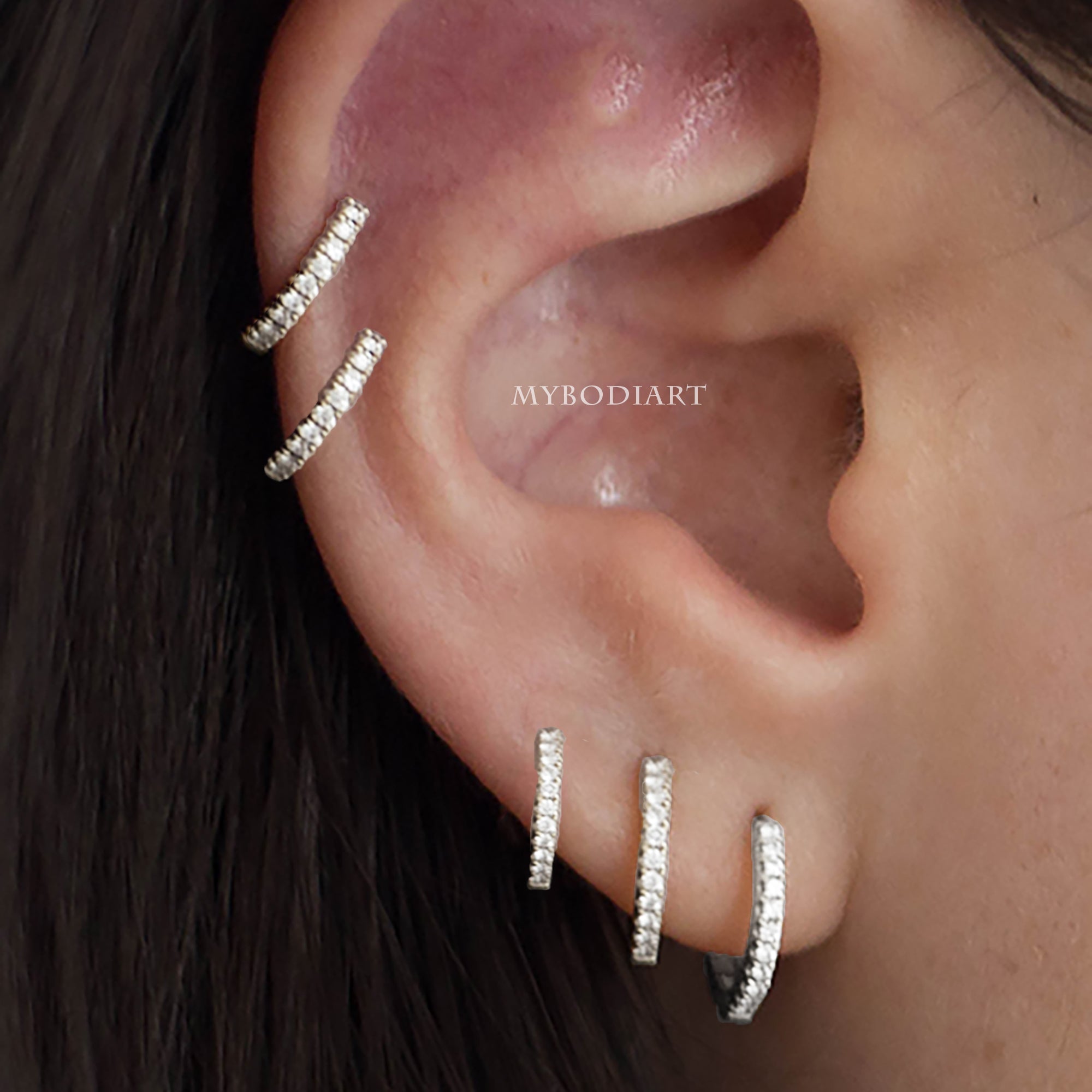 Chrissy Crystal Ear Piercing Jewelry Hoop Huggie Earring 16G