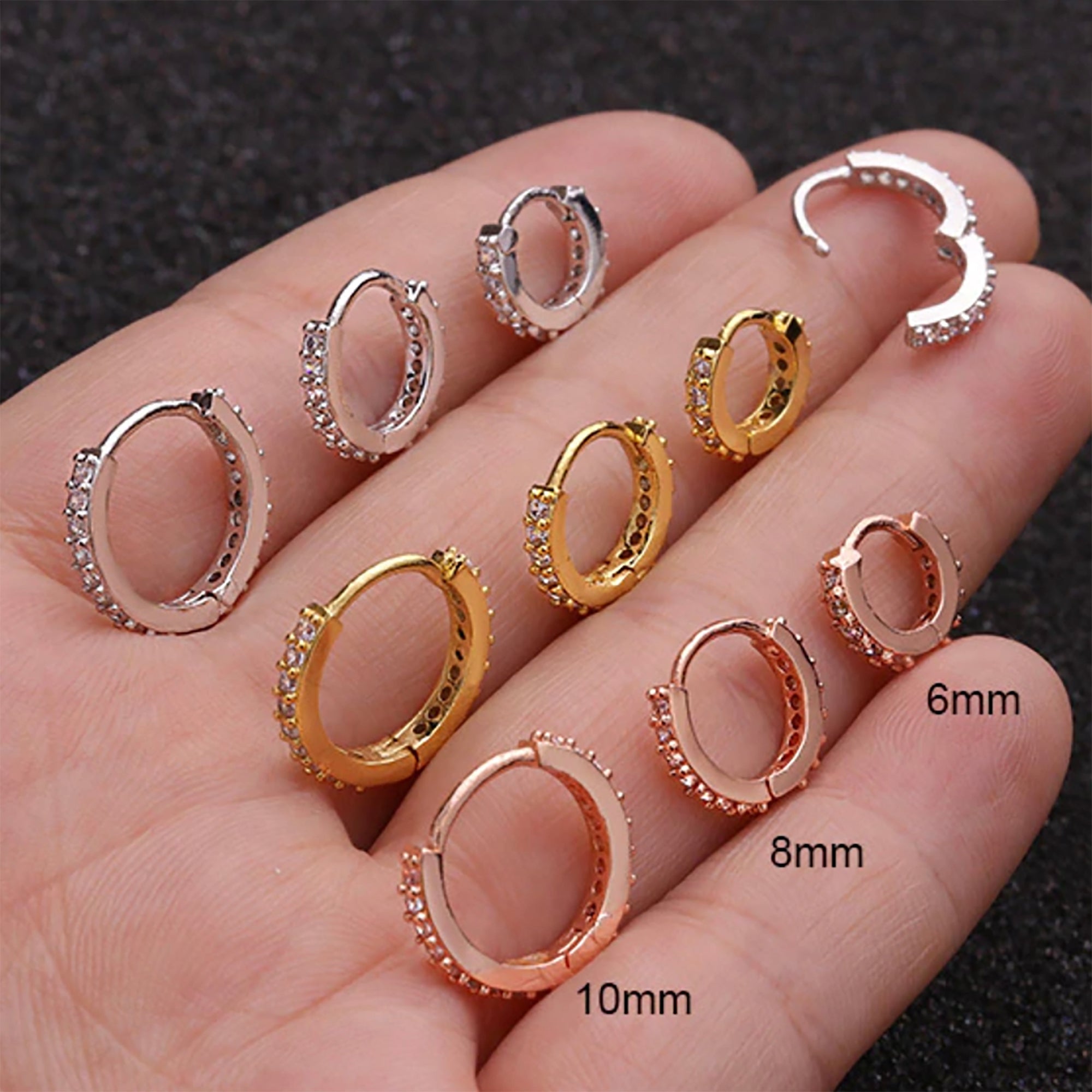 Chrissy Crystal Ear Piercing Jewelry Hoop Huggie Earring 16G