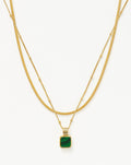 Iconic Lucy Williams Malachite Necklace Set | 18ct Gold Vermeil/Malachite