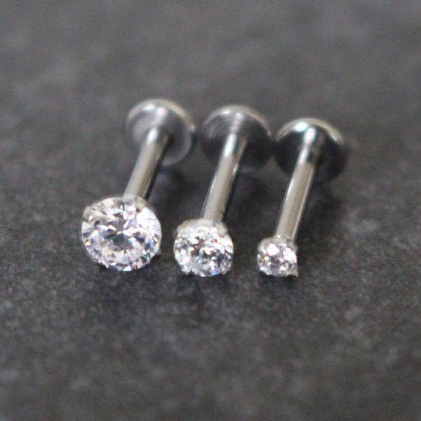 Alva Swarovski Crystal 16G Silver Barbell