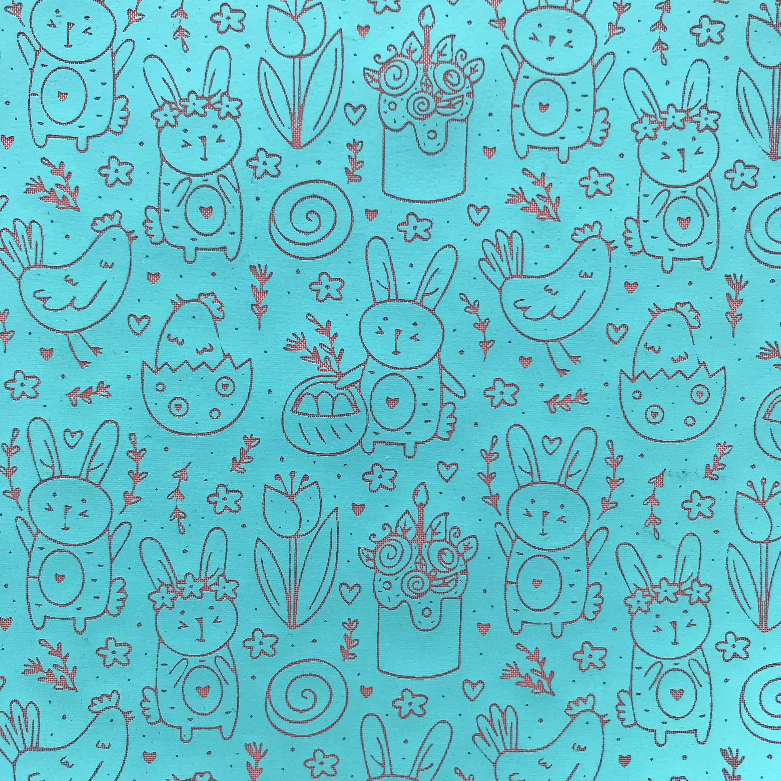 Easter Time Bunny Chick Flowers Silkscreen Stencil for Polymer Clay, Art Jewelry, Mixed Media