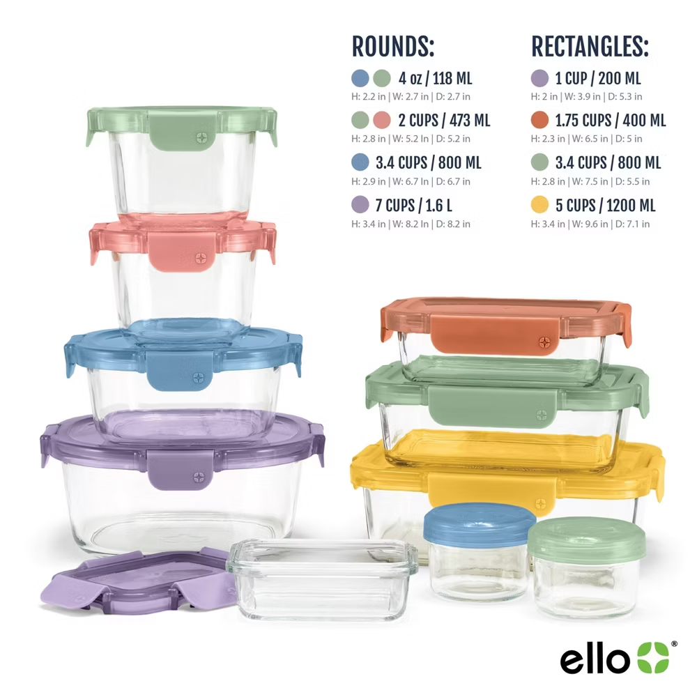 Color Lock® Glass 20pc Mixed Meal Prep Set