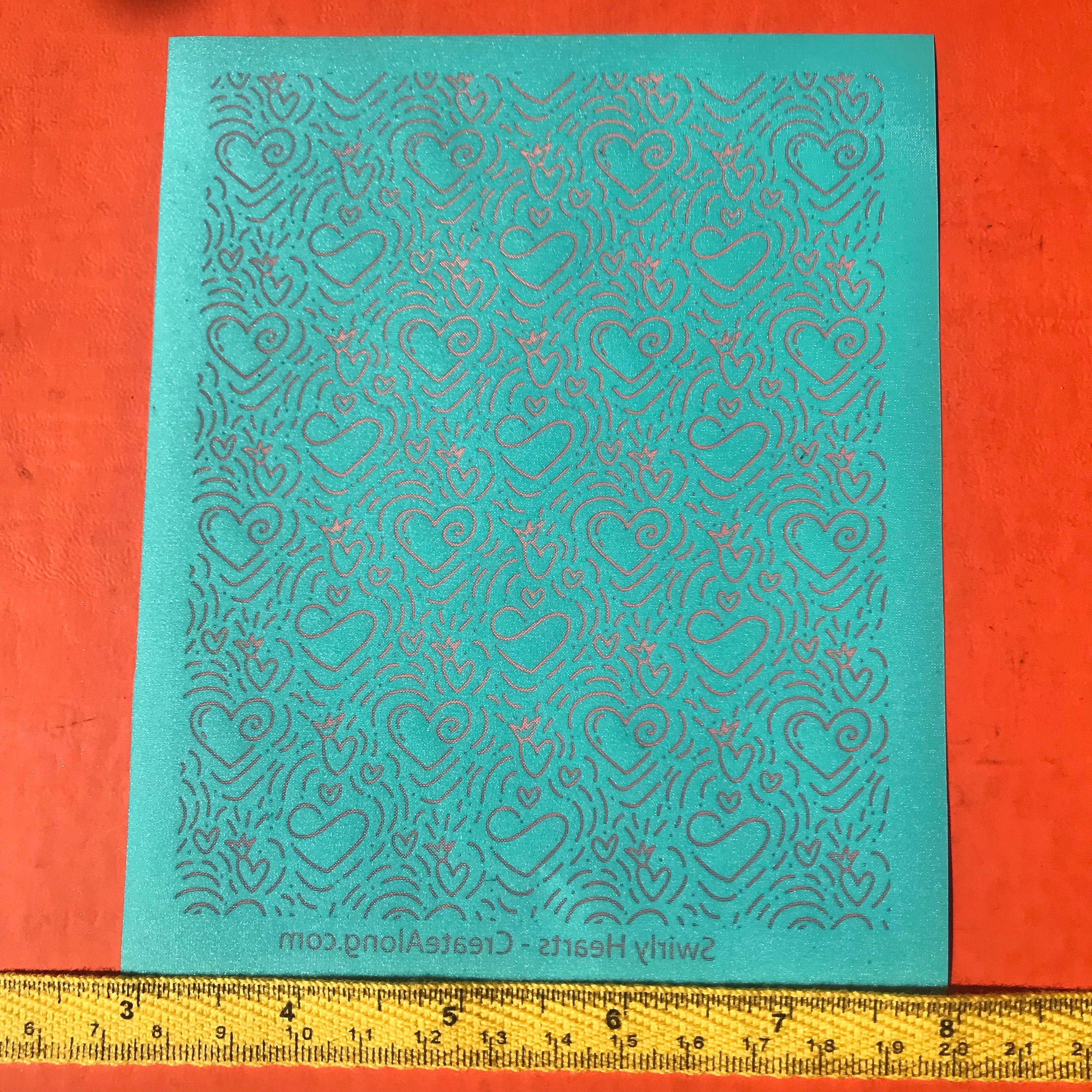 Swirly Hearts Silkscreen Valentine For Crafting, Polymer Clay earrings + Mixed Media