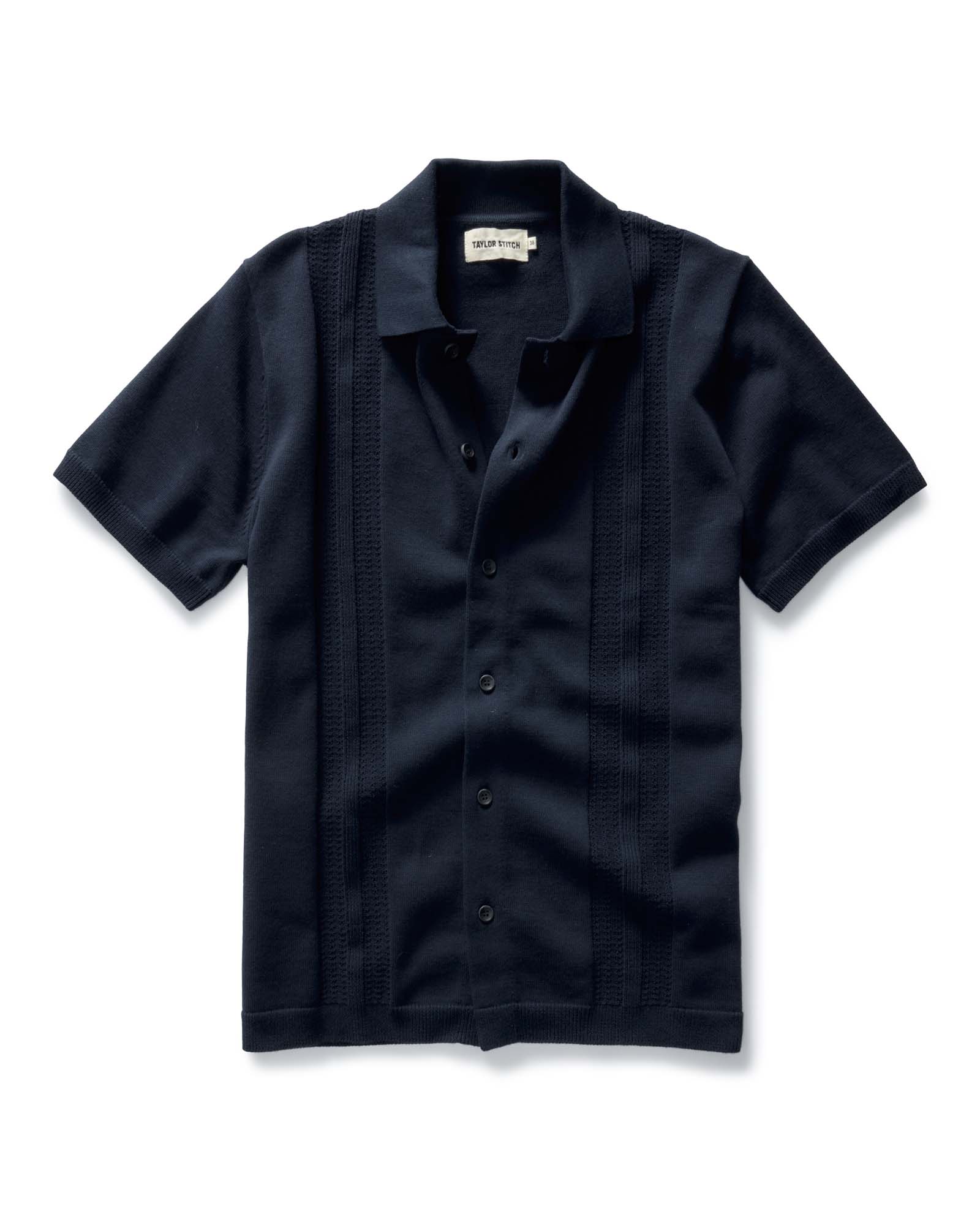 The Button Down Polo in Dark Navy Stripe