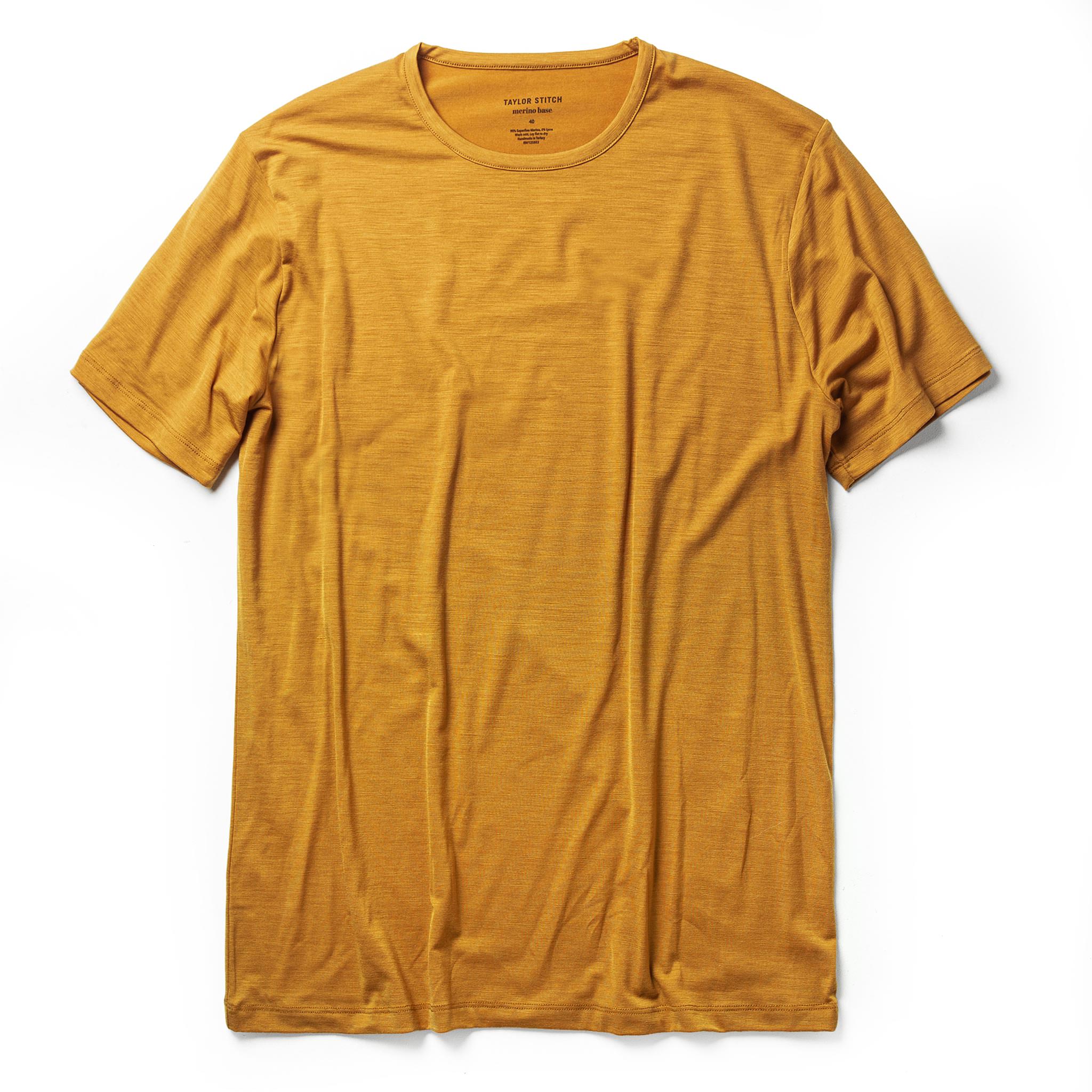 The Merino Tee in Heather Saffron