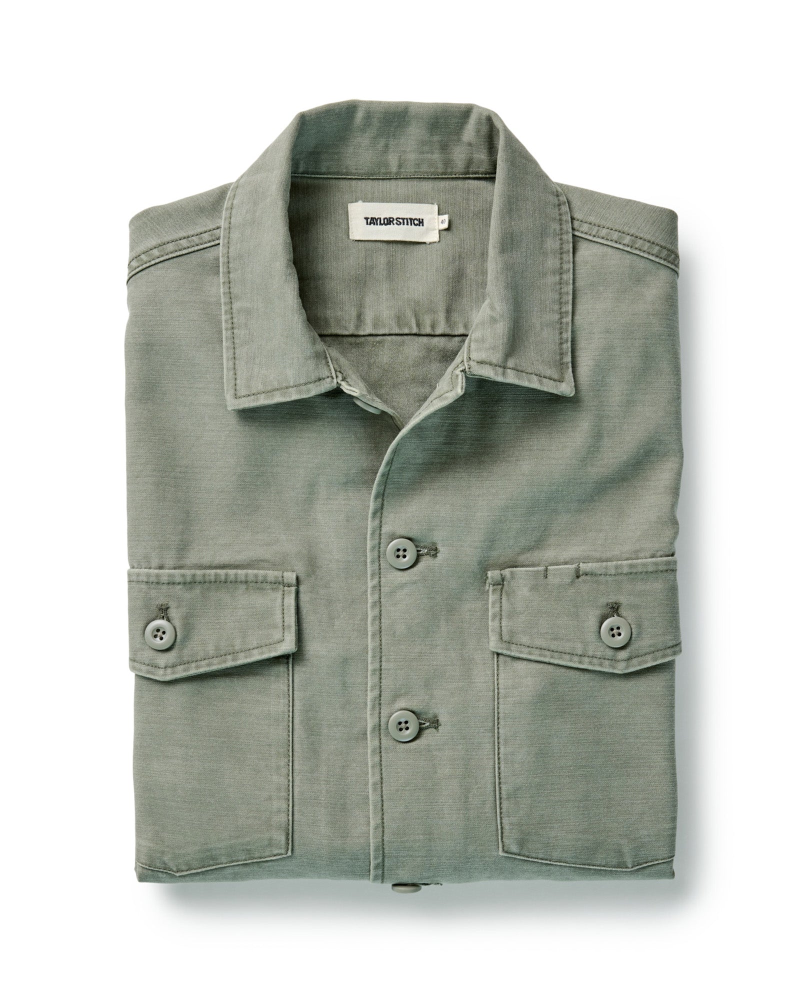 The Surplus Shirt in Field Olive Reverse Sateen