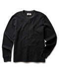The Organic Cotton Crew in Faded Black Waffle